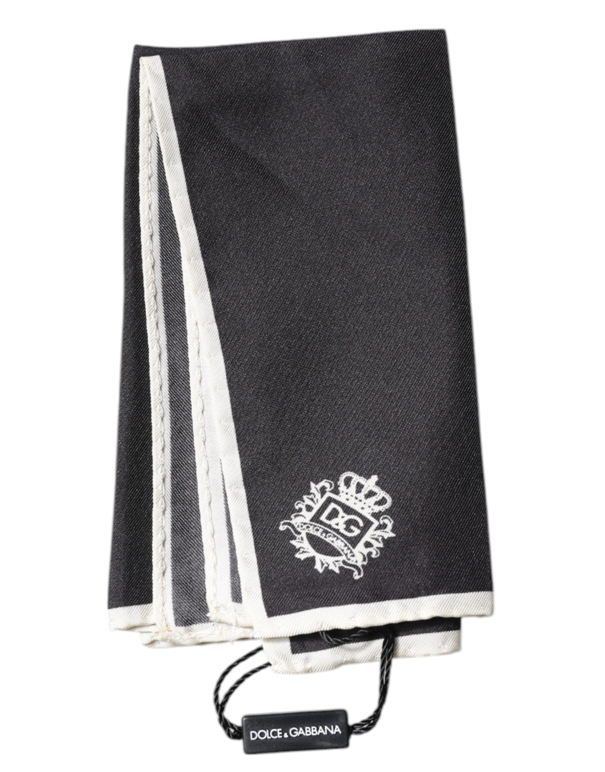 Dolce & Gabbana Black Crown Logo Square Handkerchief Men's Scarf (Pre-Owned)