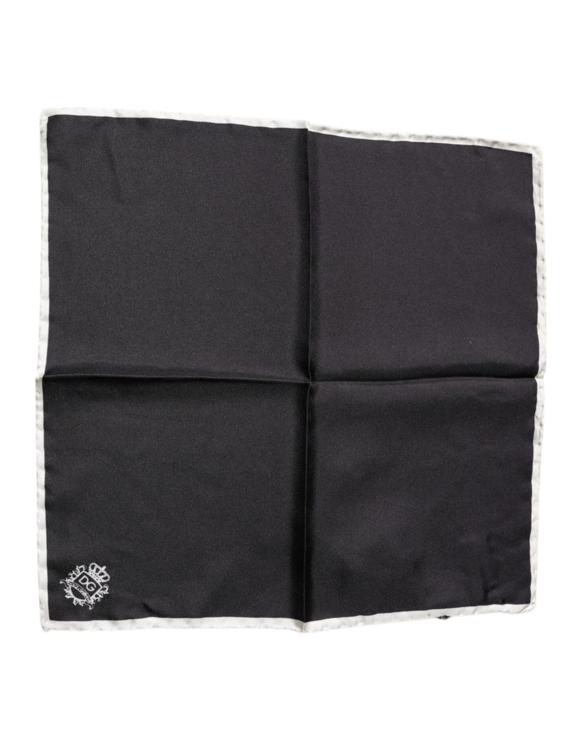 Dolce & Gabbana Black Crown Logo Square Handkerchief Men's Scarf