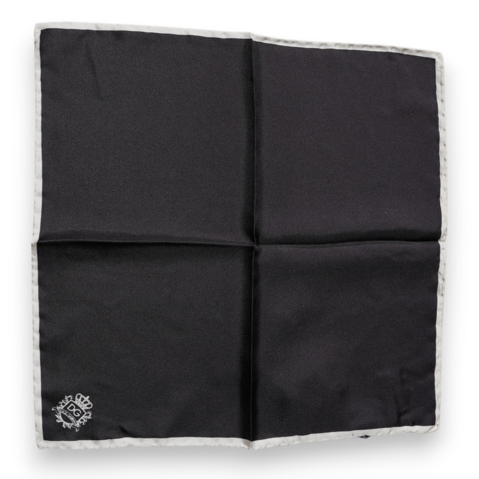 Dolce & Gabbana Black Crown Logo Square Handkerchief Men's Scarf