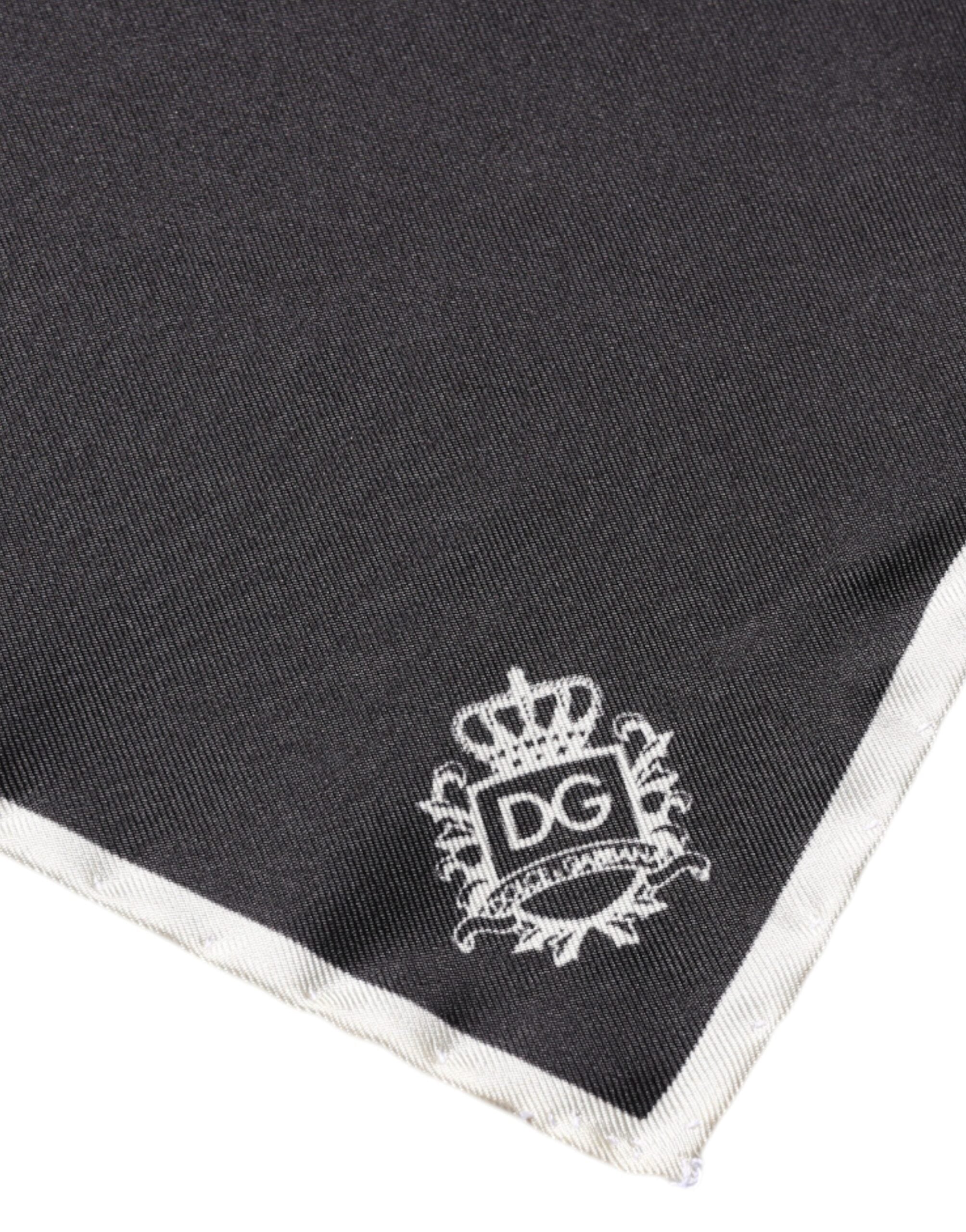 Dolce & Gabbana Black Crown Logo Square Handkerchief Men's Scarf
