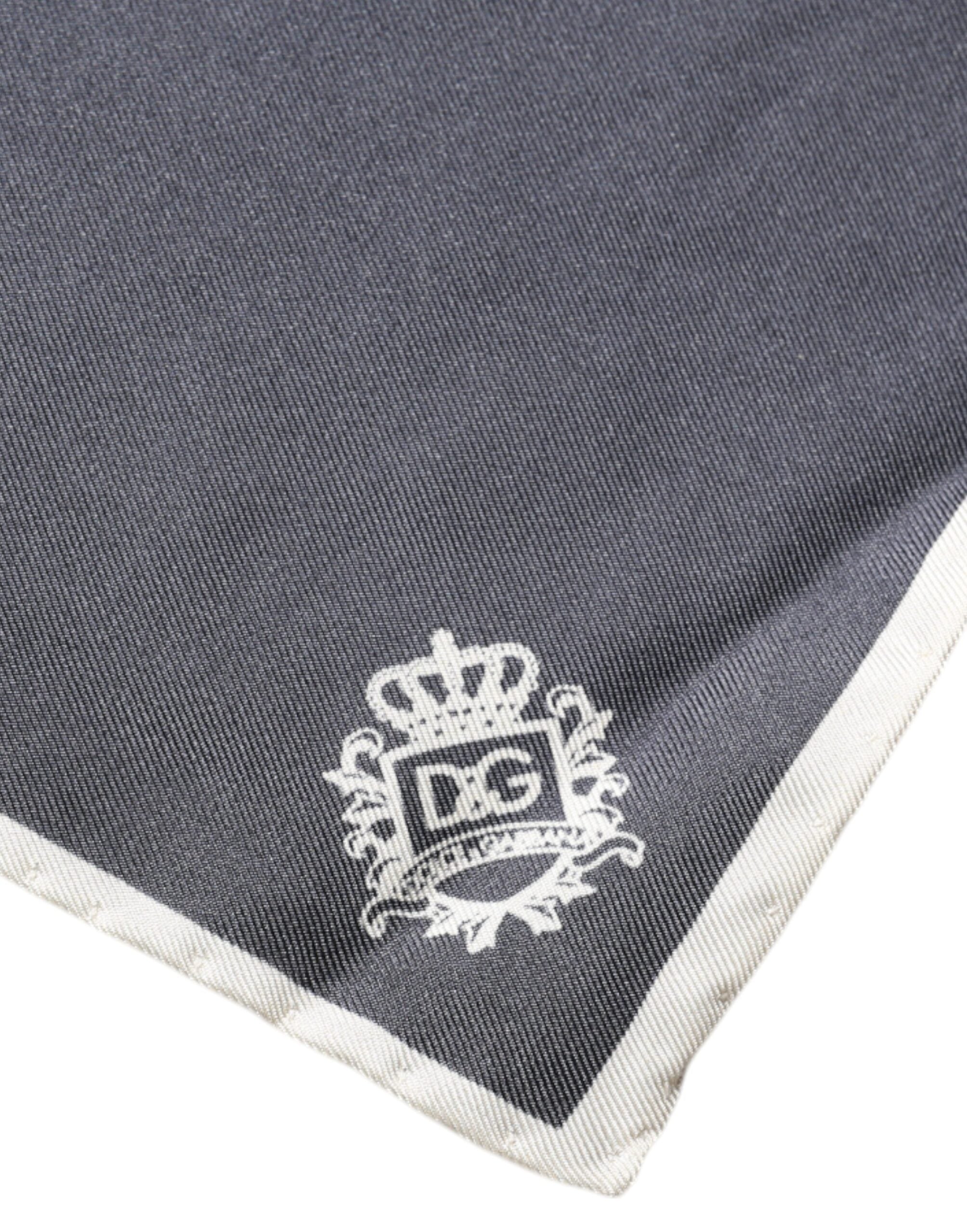 Dolce & Gabbana Gray Crown Logo Square Handkerchief Men's Scarf