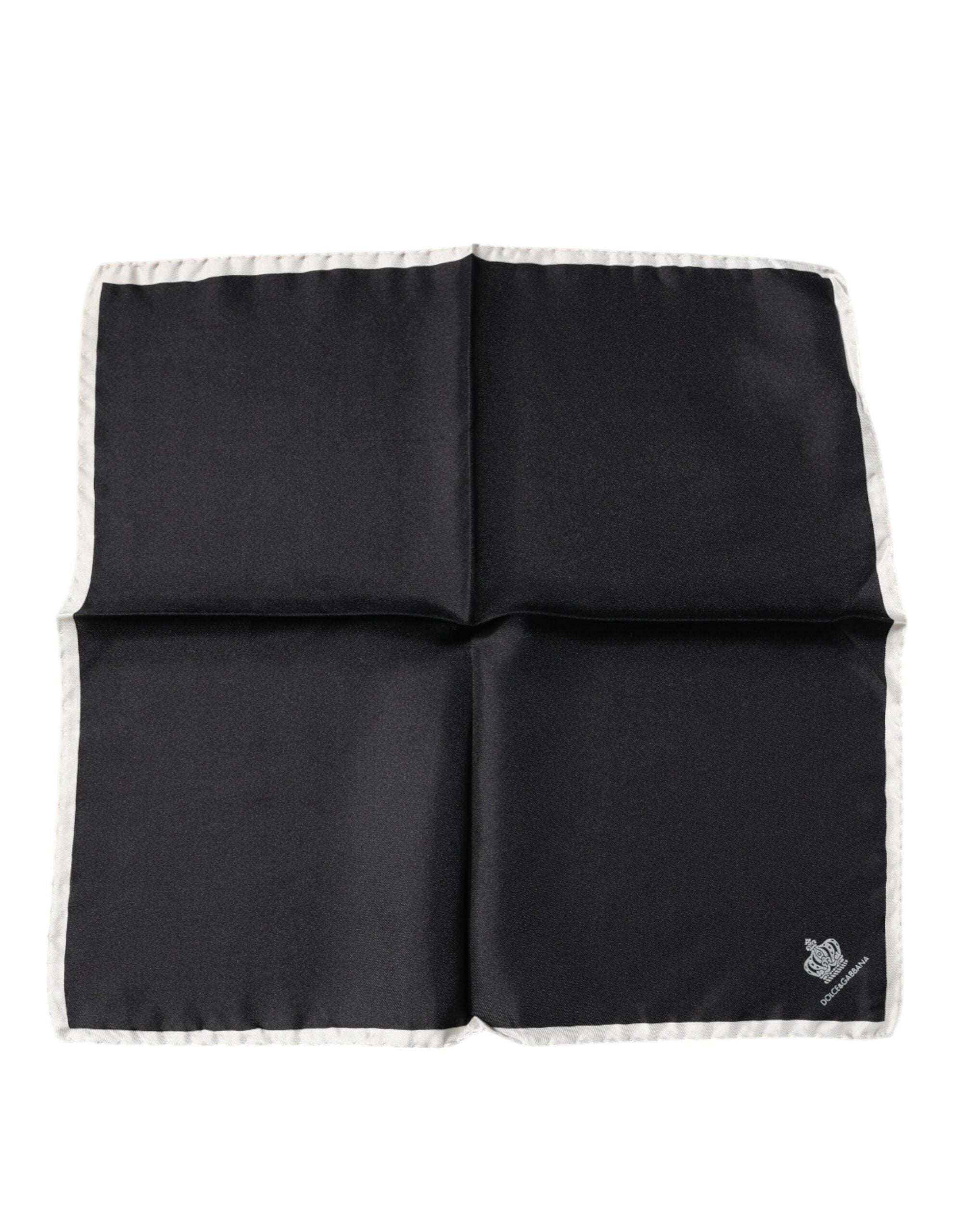 Dolce & Gabbana Black Crown Logo Square Handkerchief Men's Scarf