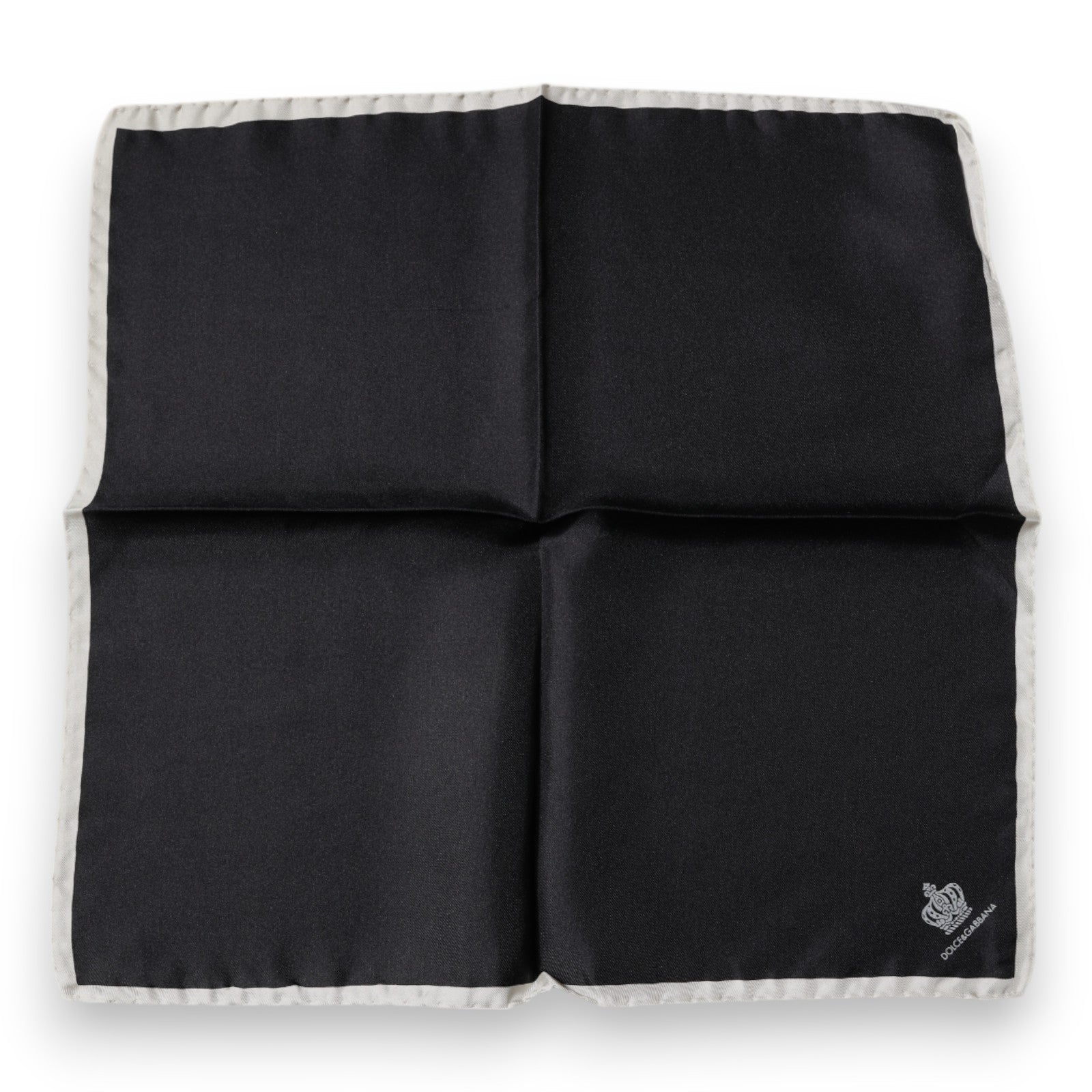 Dolce & Gabbana Black Crown Logo Square Handkerchief Men's Scarf