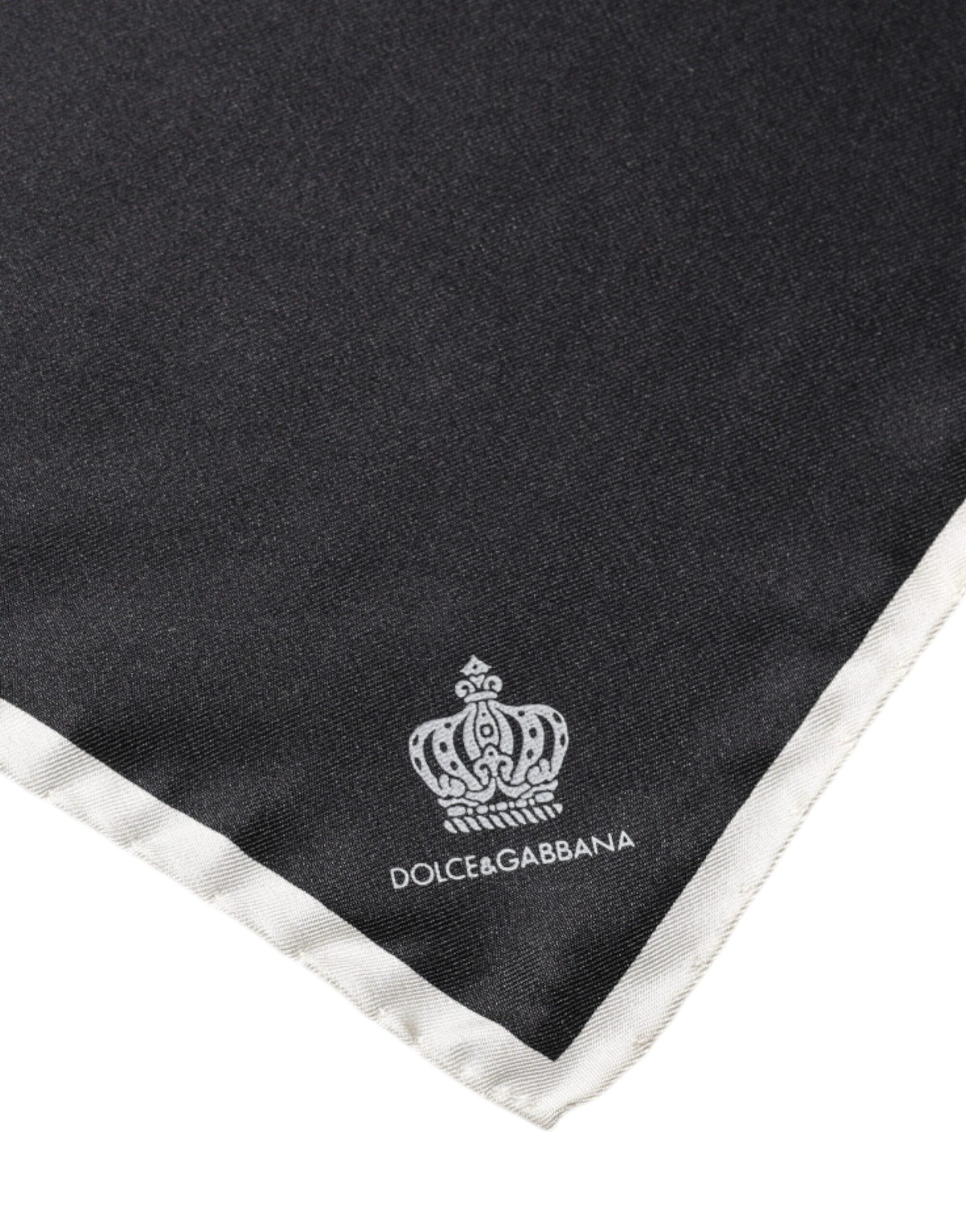 Dolce & Gabbana Black Crown Logo Square Handkerchief Men's Scarf