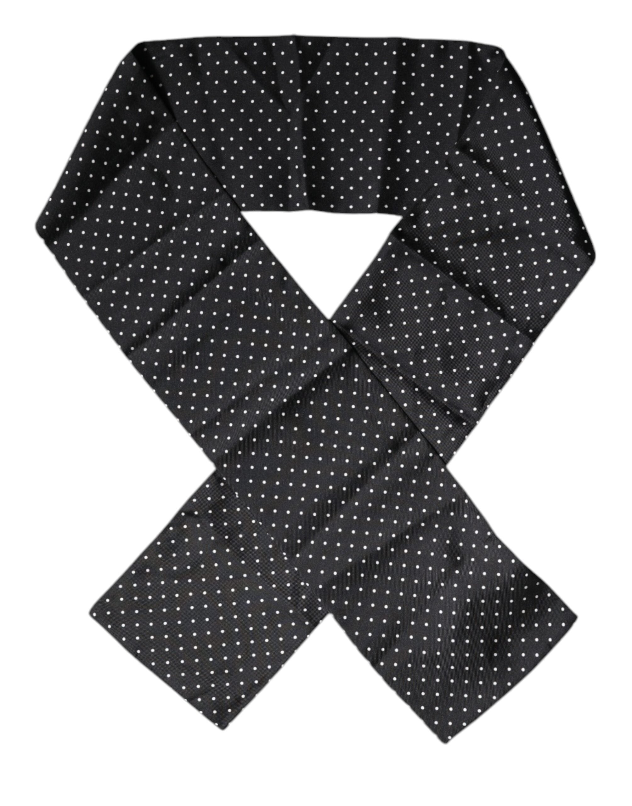 Dolce & Gabbana Black Polka Dots Silk Skinny Neck Wrap Men's Scarf (Pre-Owned)
