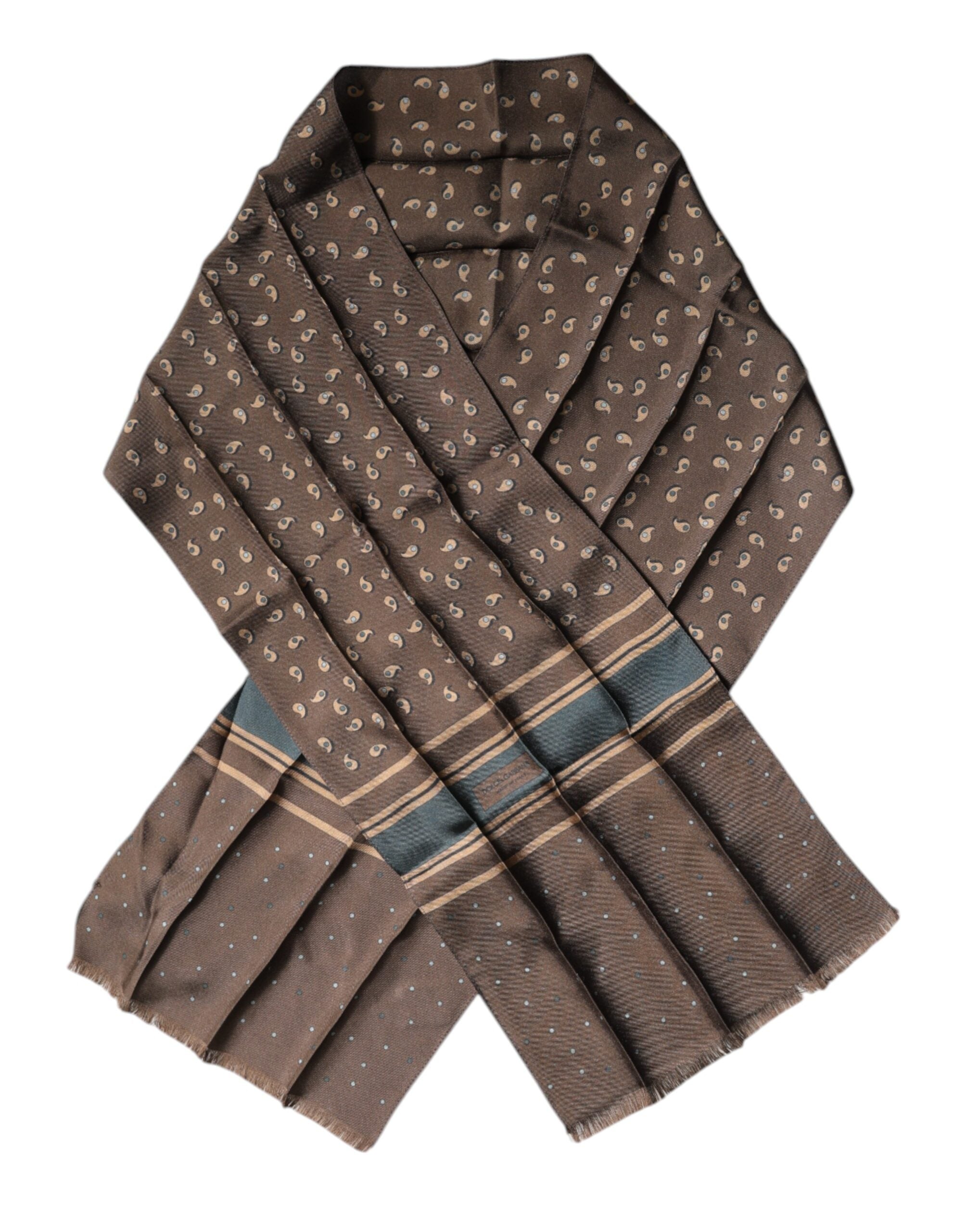 Dolce & Gabbana Brown Fantasy Silk Neck Wrap Shawl Men's Scarf (Pre-Owned)