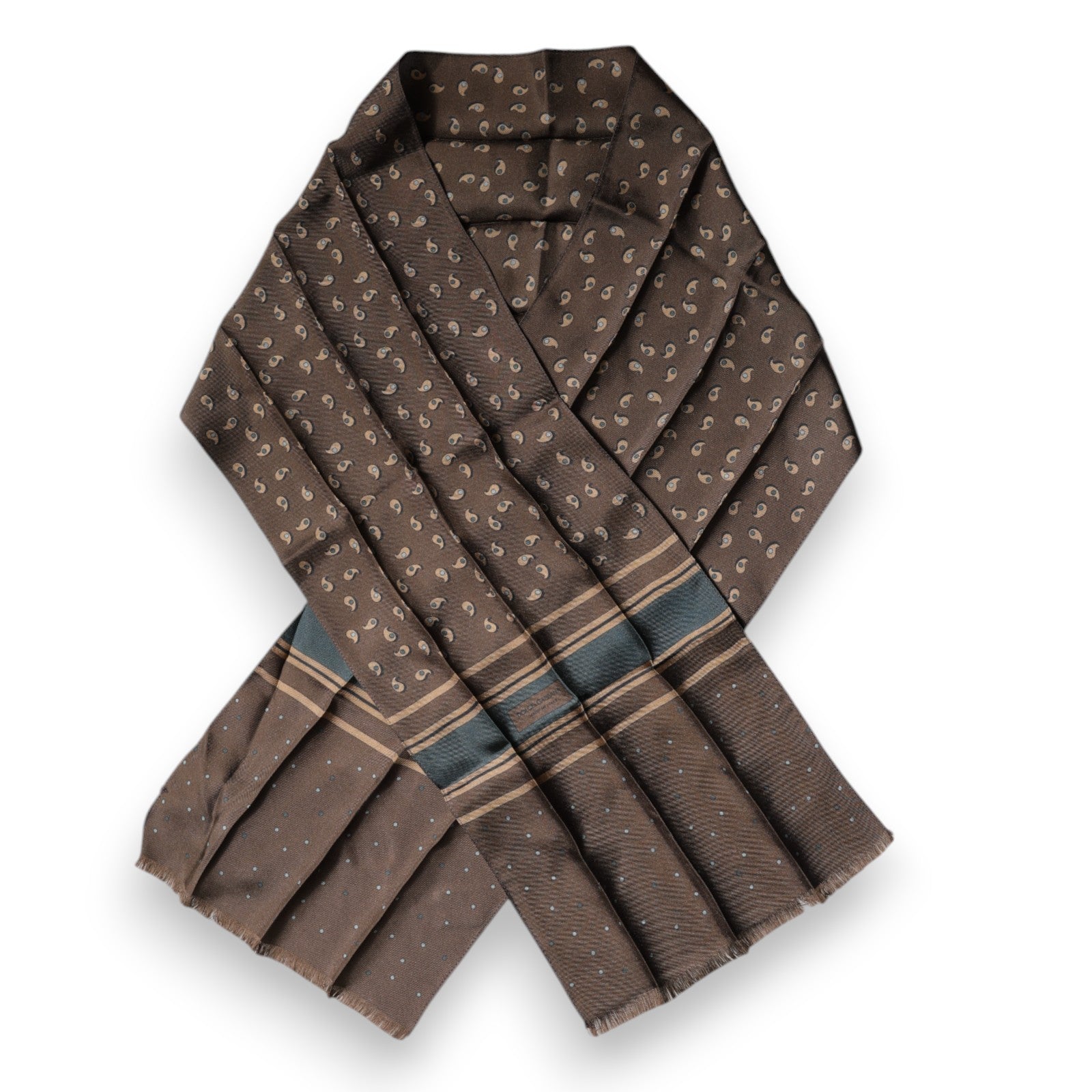 Dolce & Gabbana Brown Fantasy Silk Neck Wrap Shawl Men's Scarf (Pre-Owned)