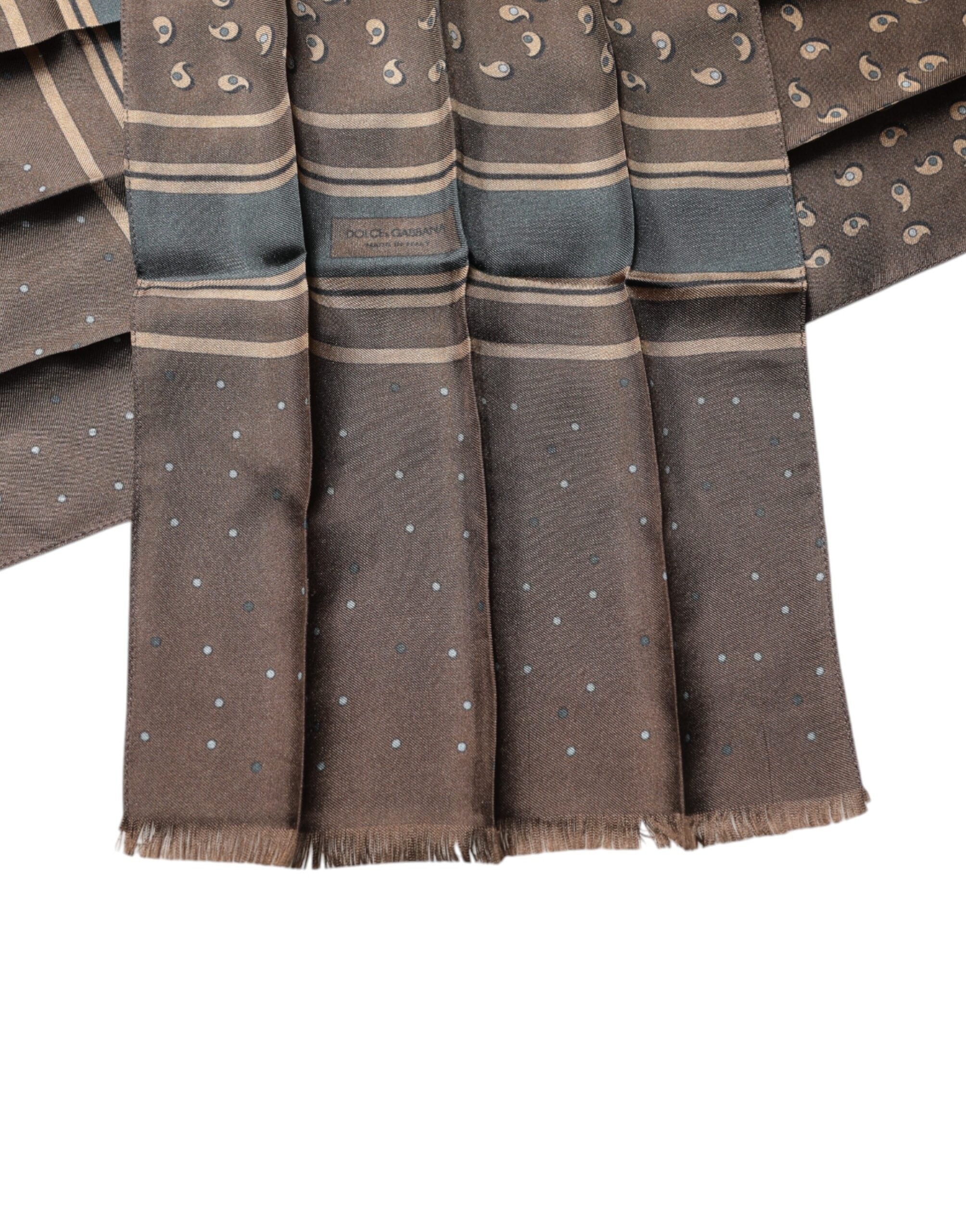 Dolce & Gabbana Brown Fantasy Silk Neck Wrap Shawl Men's Scarf (Pre-Owned)