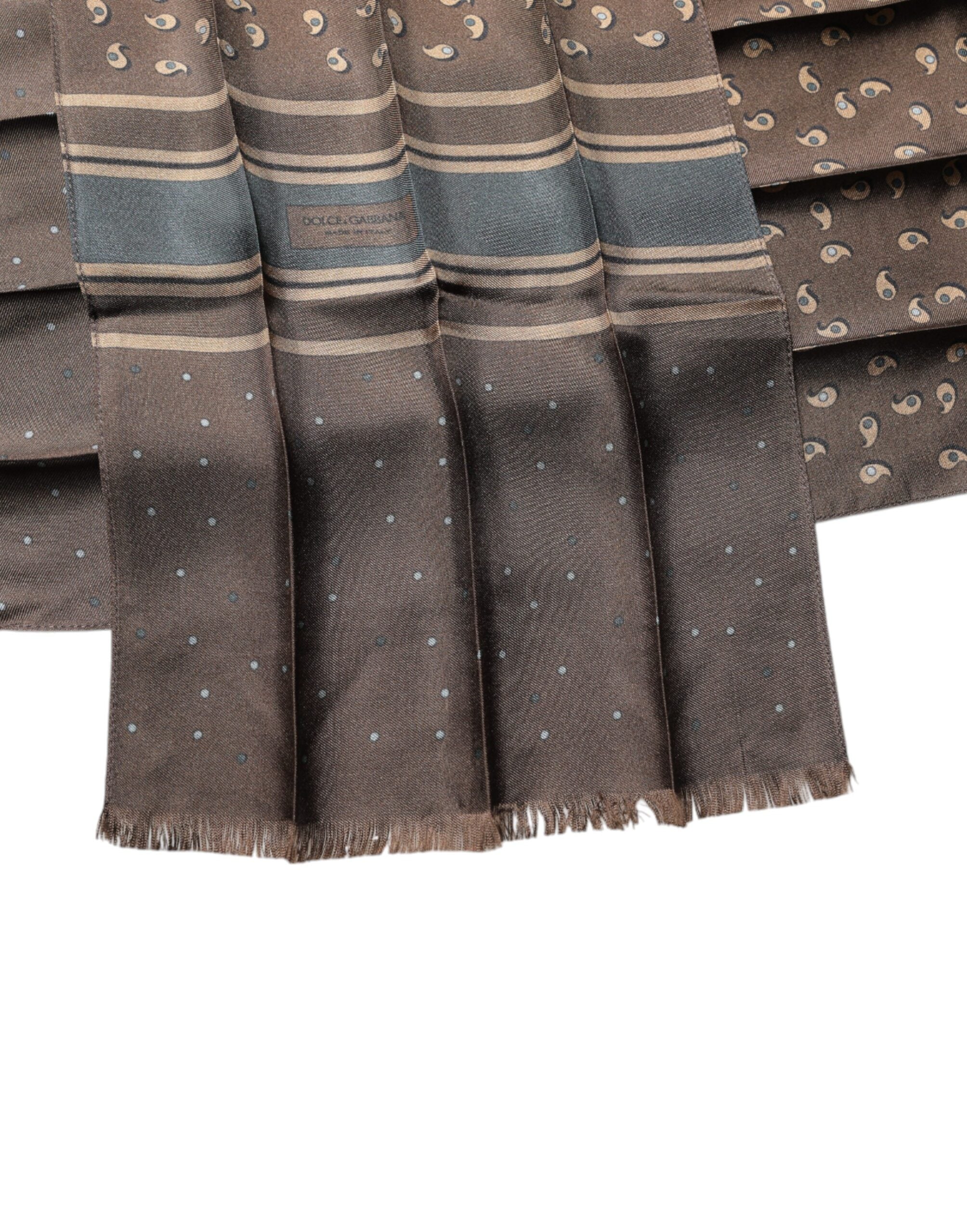 Dolce & Gabbana Brown Fantasy Silk Neck Wrap Shawl Men's Scarf