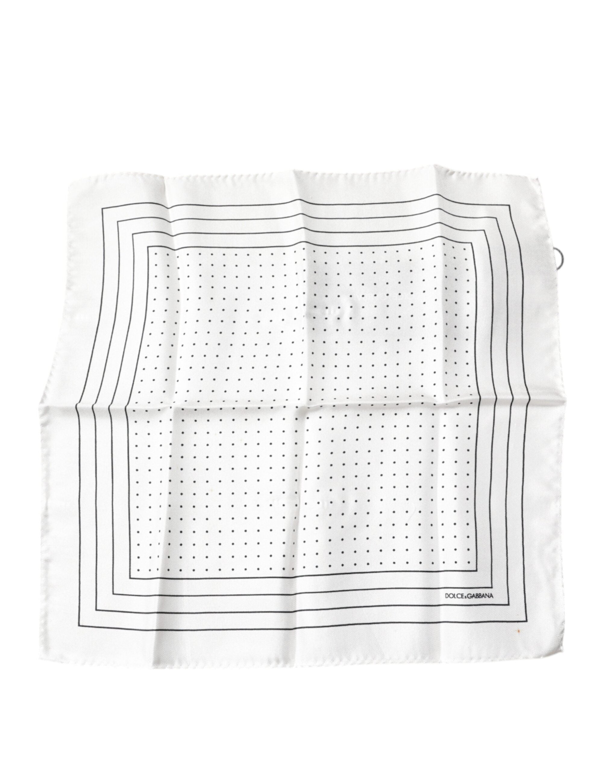 Dolce & Gabbana White Polka Dots Square Handkerchief Men's Scarf (Pre-Owned)