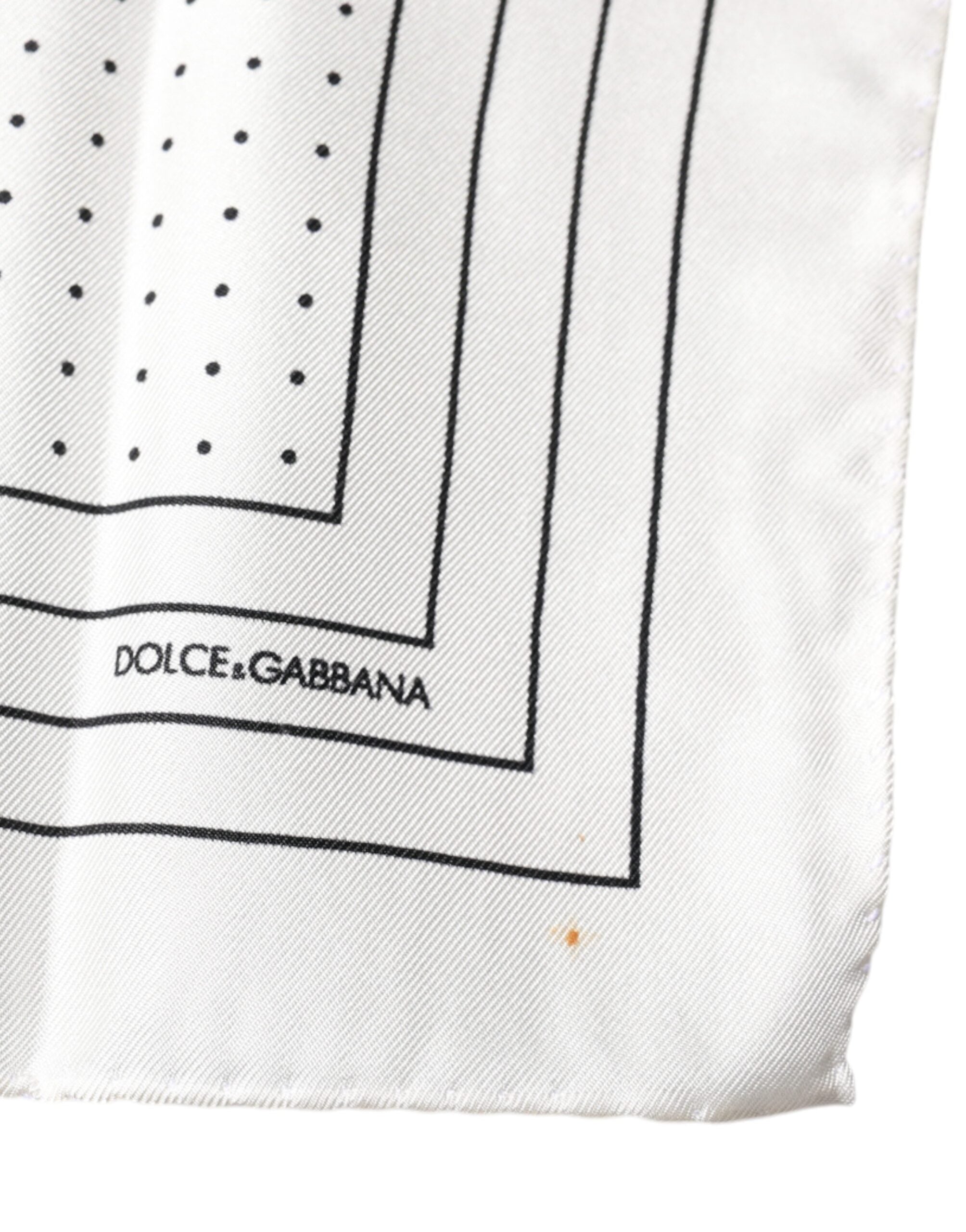 Dolce & Gabbana White Polka Dots Square Handkerchief Men's Scarf (Pre-Owned)
