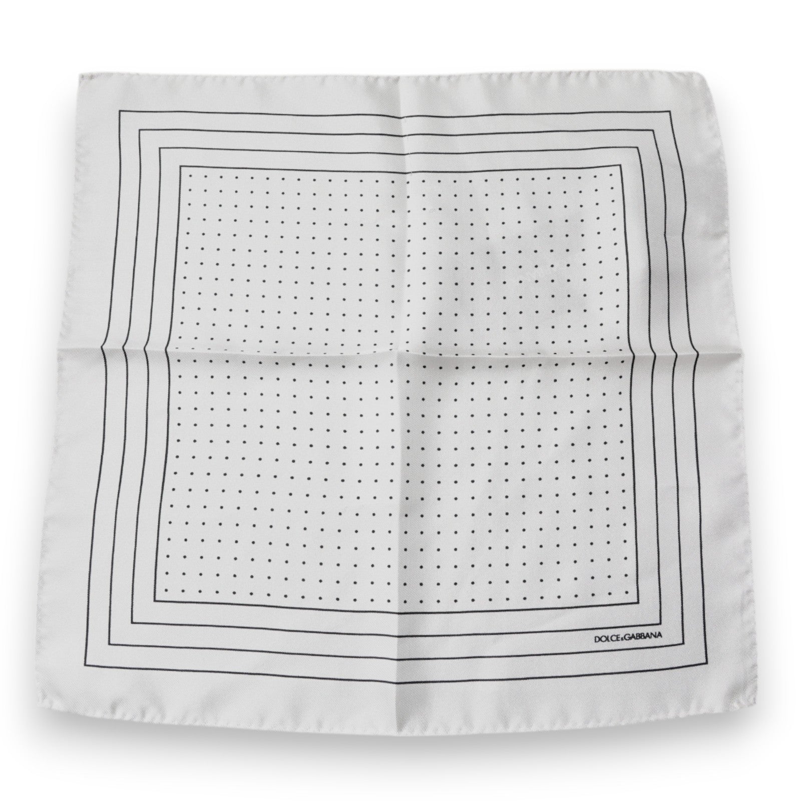 Dolce & Gabbana White Polka Dots Square Handkerchief Men's Scarf (Pre-Owned)