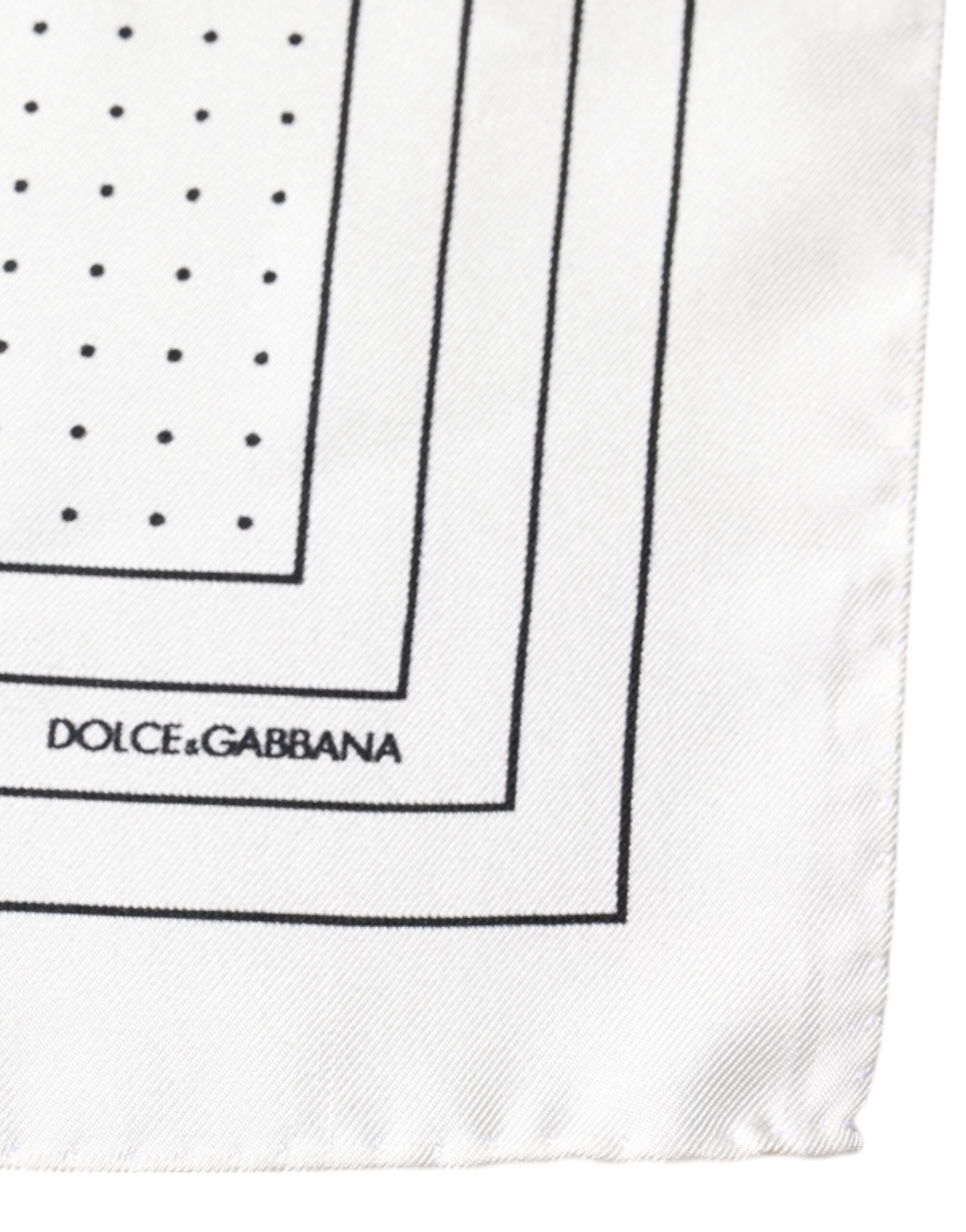 Dolce & Gabbana White Polka Dots Square Handkerchief Men's Scarf (Pre-Owned)