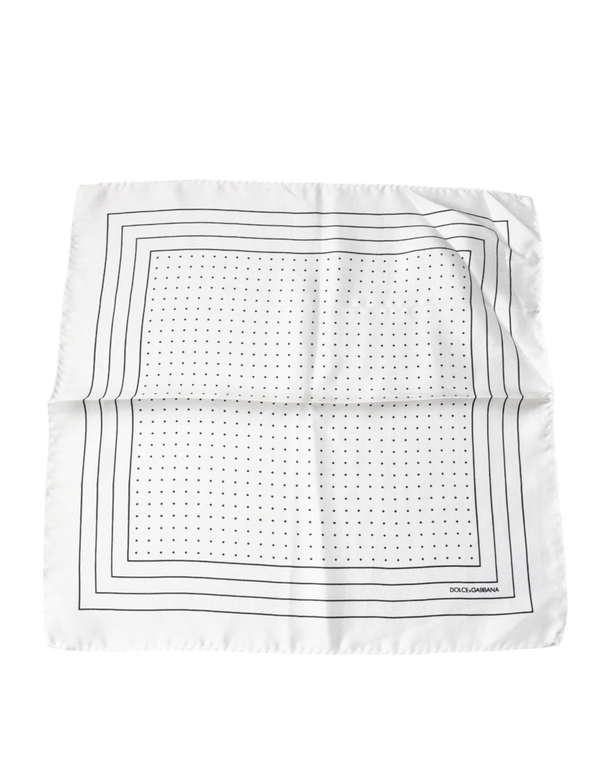 Dolce & Gabbana White Polka Dots Square Handkerchief Men's Scarf (Pre-Owned)