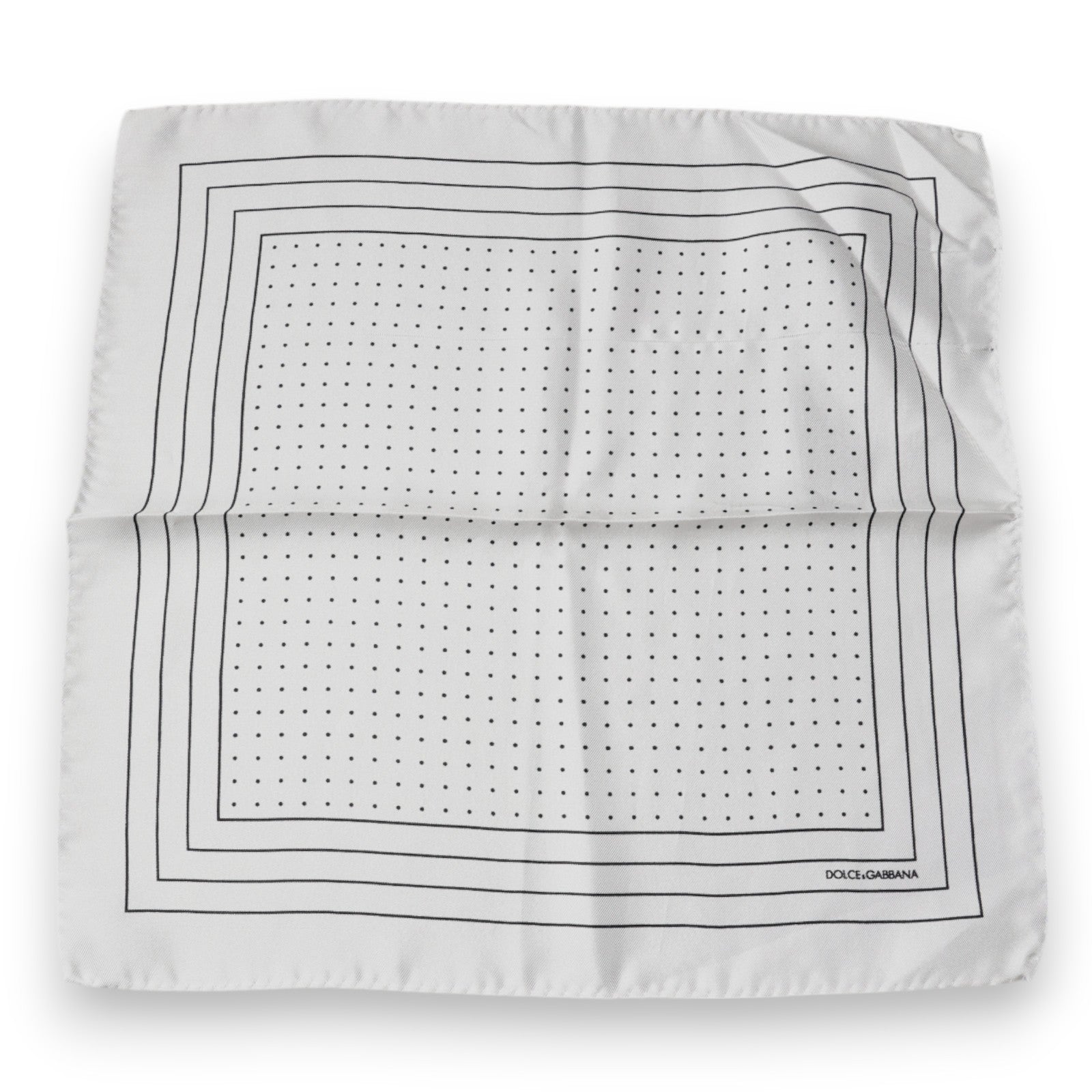 Dolce & Gabbana White Polka Dots Square Handkerchief Men's Scarf (Pre-Owned)