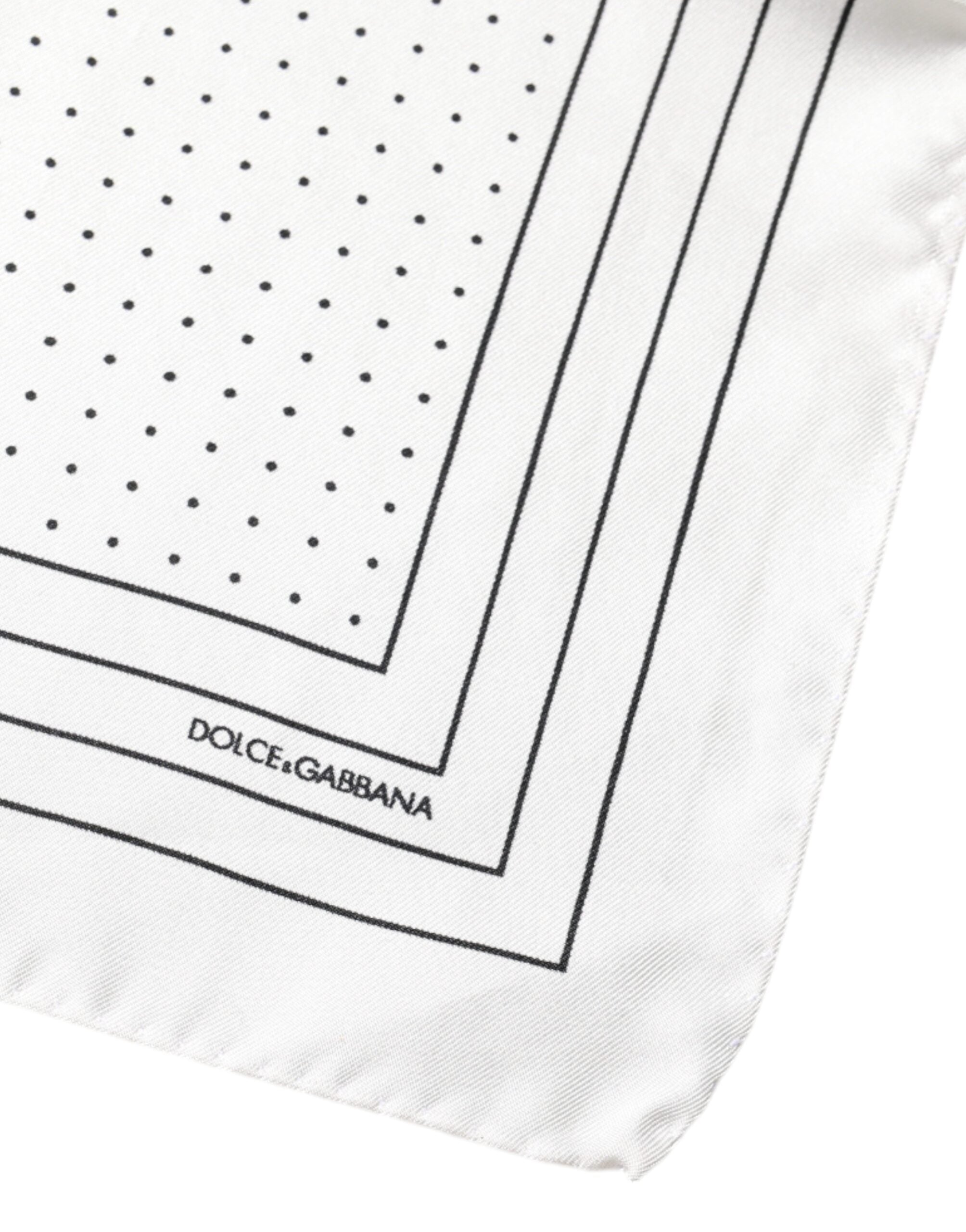 Dolce & Gabbana White Polka Dots Square Handkerchief Men's Scarf (Pre-Owned)