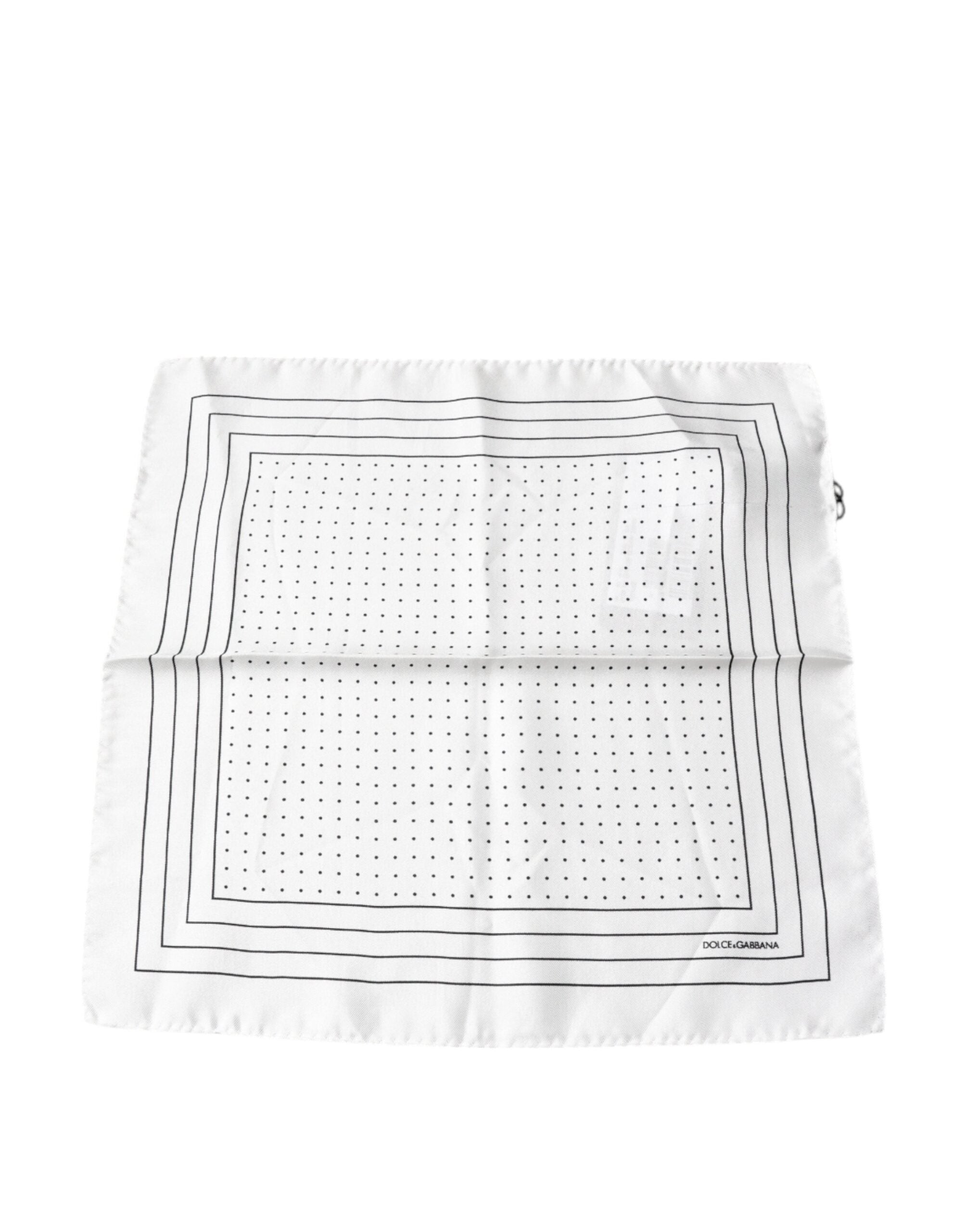 Dolce & Gabbana White Polka Dots Square Handkerchief Men's Scarf (Pre-Owned)