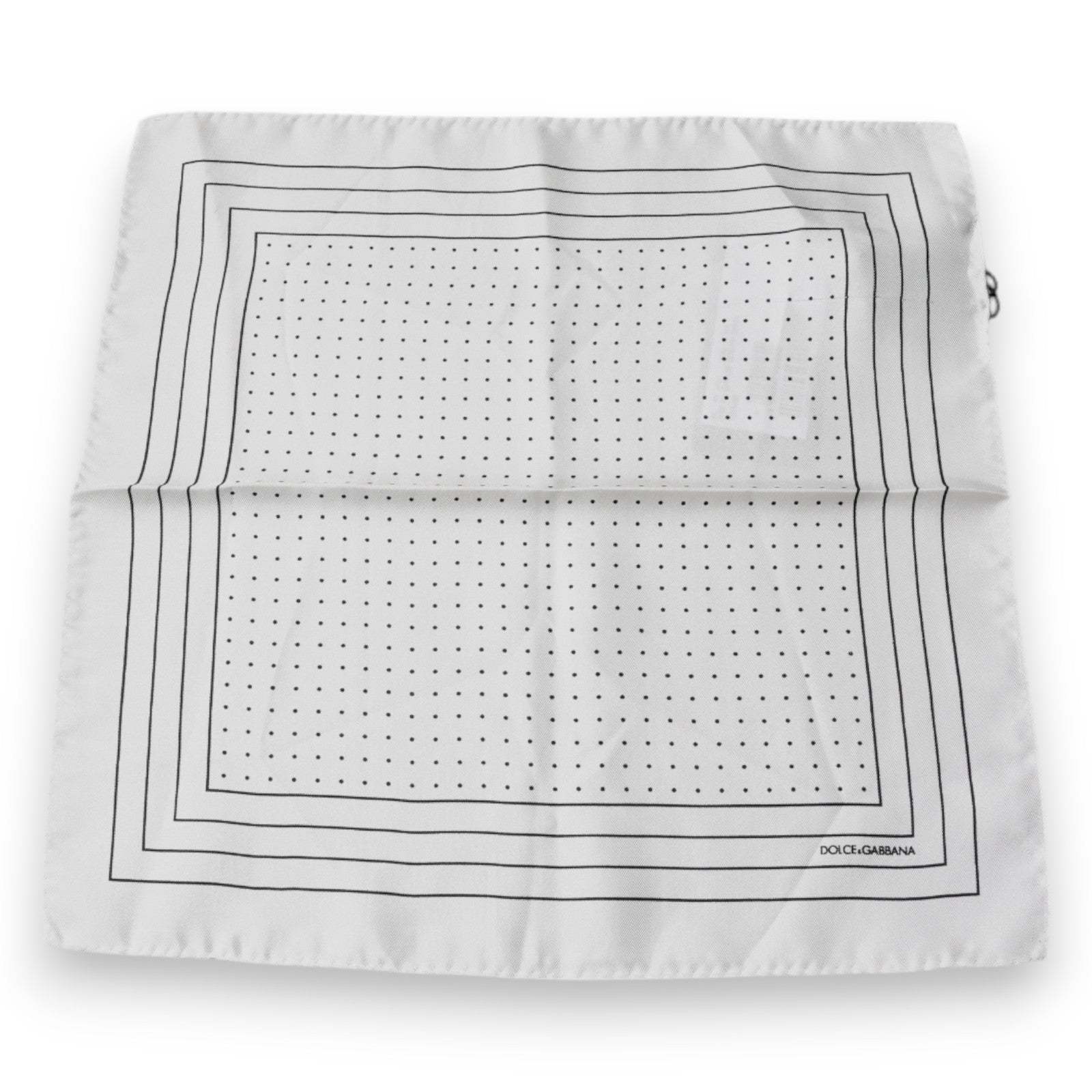 Dolce & Gabbana White Polka Dots Square Handkerchief Men's Scarf (Pre-Owned)