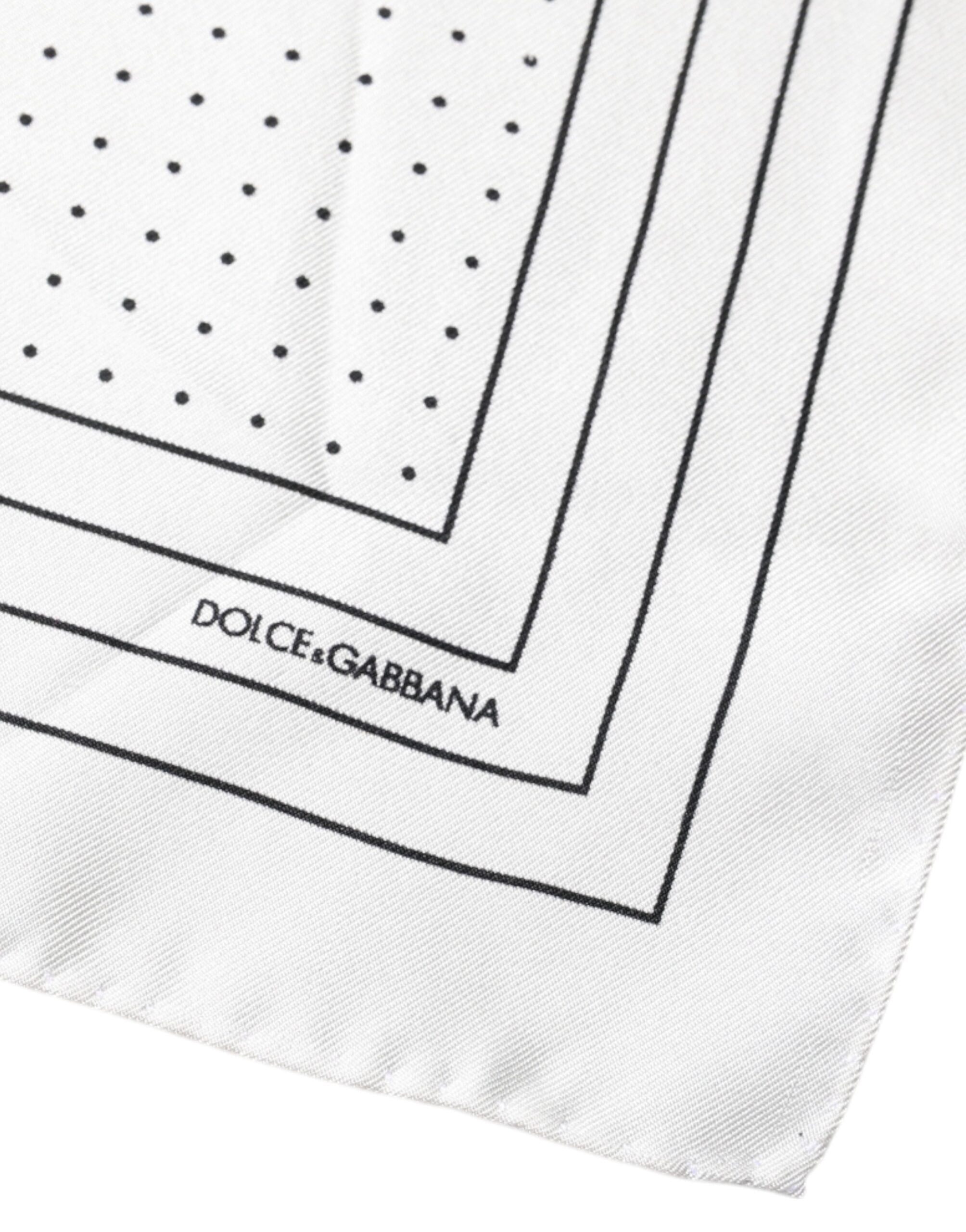 Dolce & Gabbana White Polka Dots Square Handkerchief Men's Scarf (Pre-Owned)