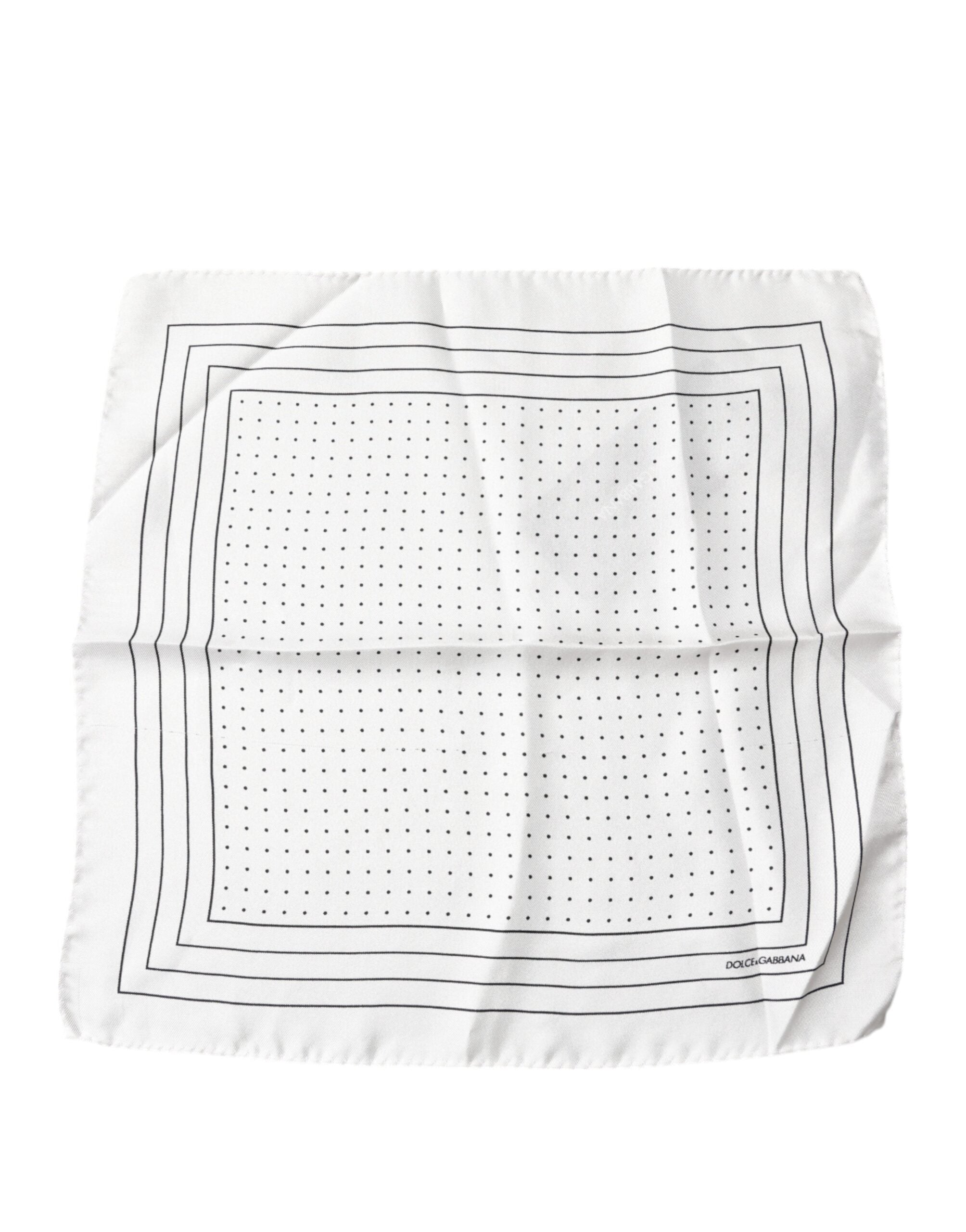 Dolce & Gabbana White Polka Dots Square Handkerchief Men's Scarf (Pre-Owned)