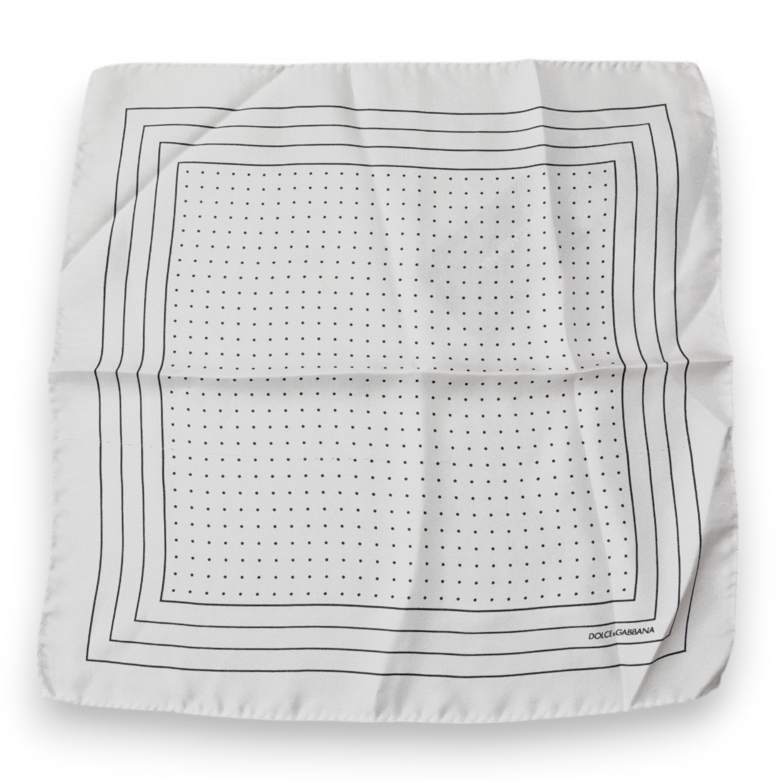 Dolce & Gabbana White Polka Dots Square Handkerchief Men's Scarf (Pre-Owned)