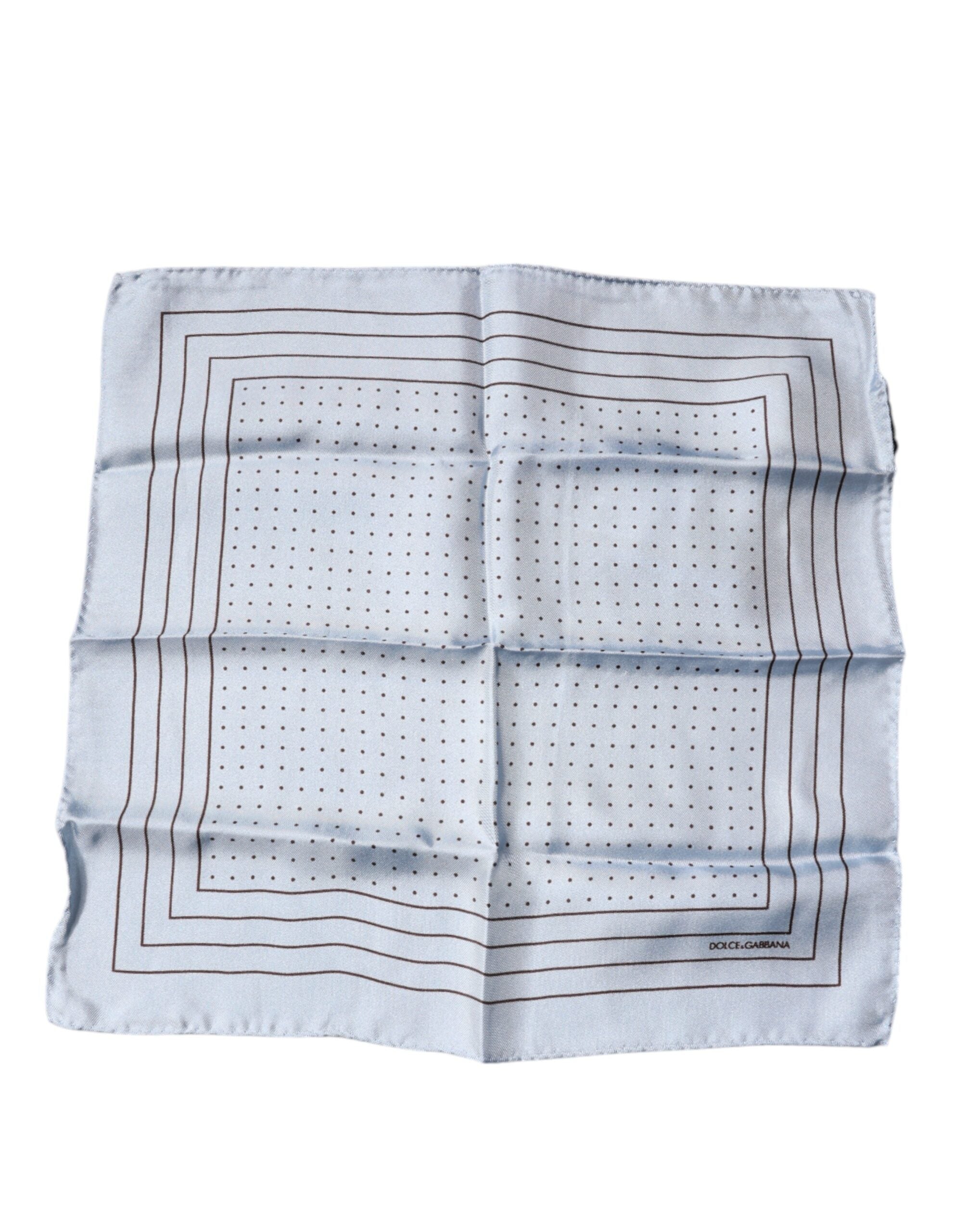 Dolce & Gabbana Sky Blue Polka Dots Square Handkerchief Men's Scarf