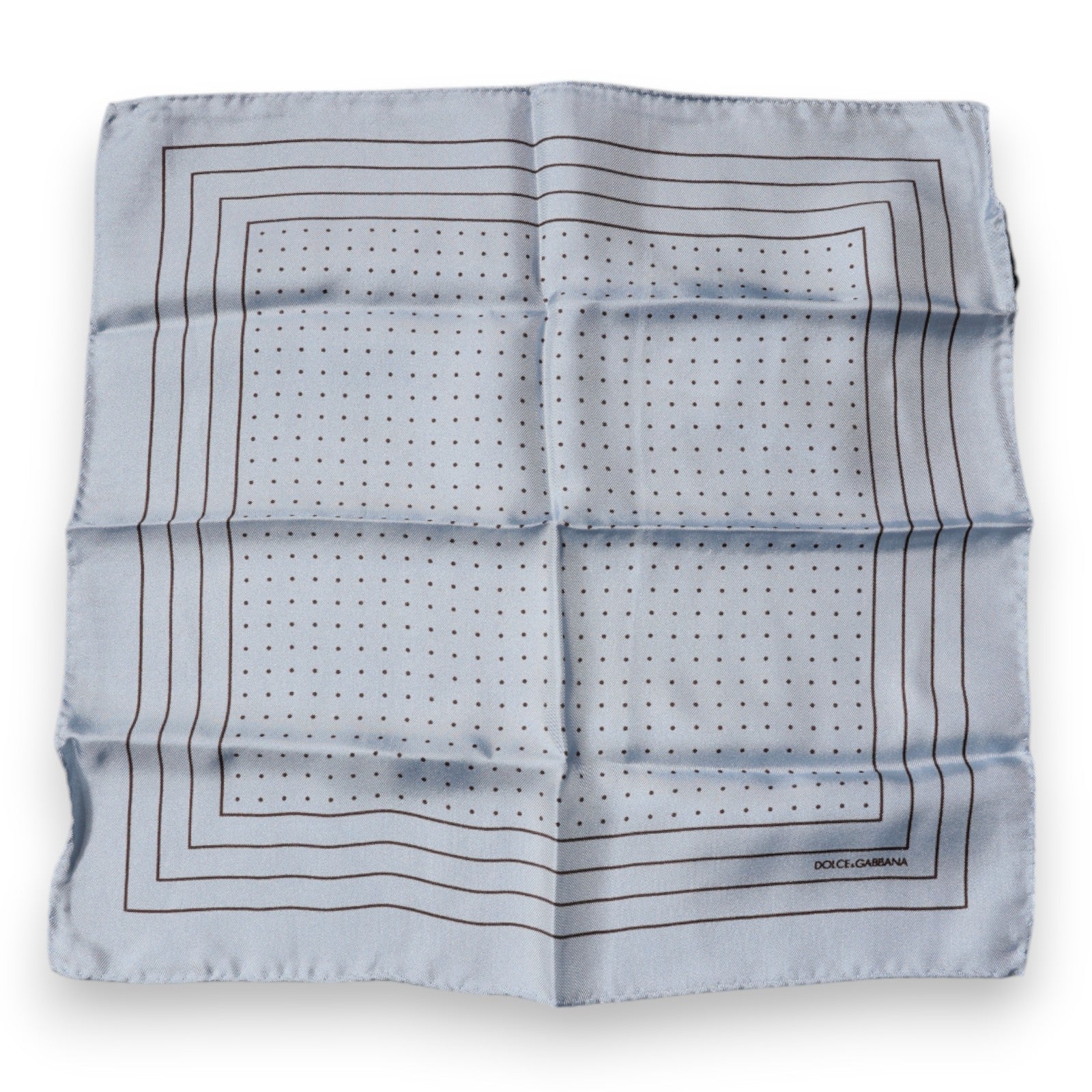 Dolce & Gabbana Sky Blue Polka Dots Square Handkerchief Men's Scarf