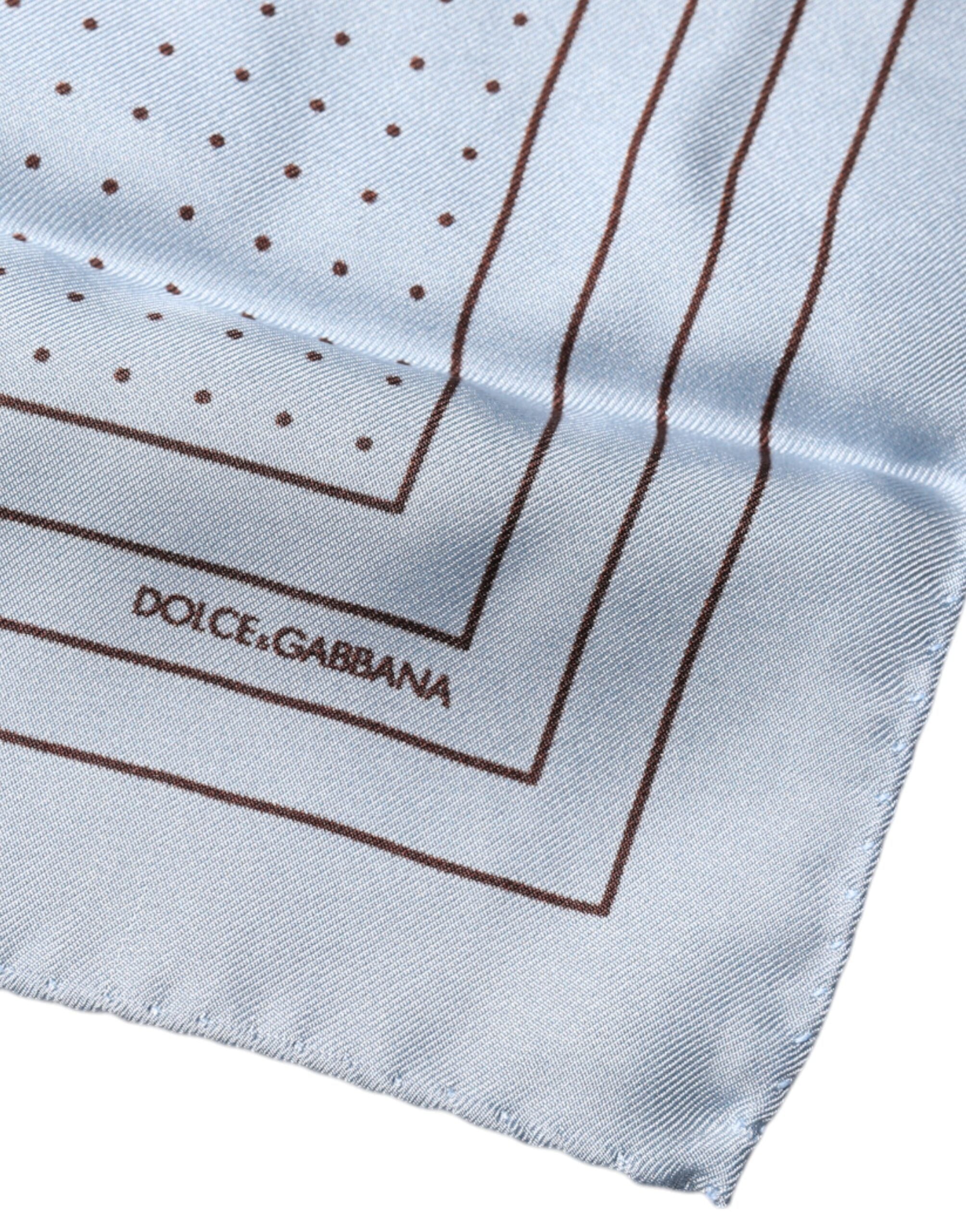 Dolce & Gabbana Sky Blue Polka Dots Square Handkerchief Men's Scarf