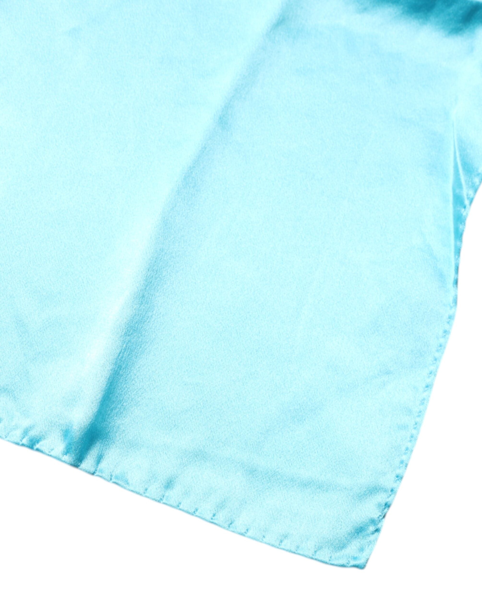 Dolce & Gabbana Light Blue Satin Silk Square Handkerchief Men's Scarf (Pre-Owned)