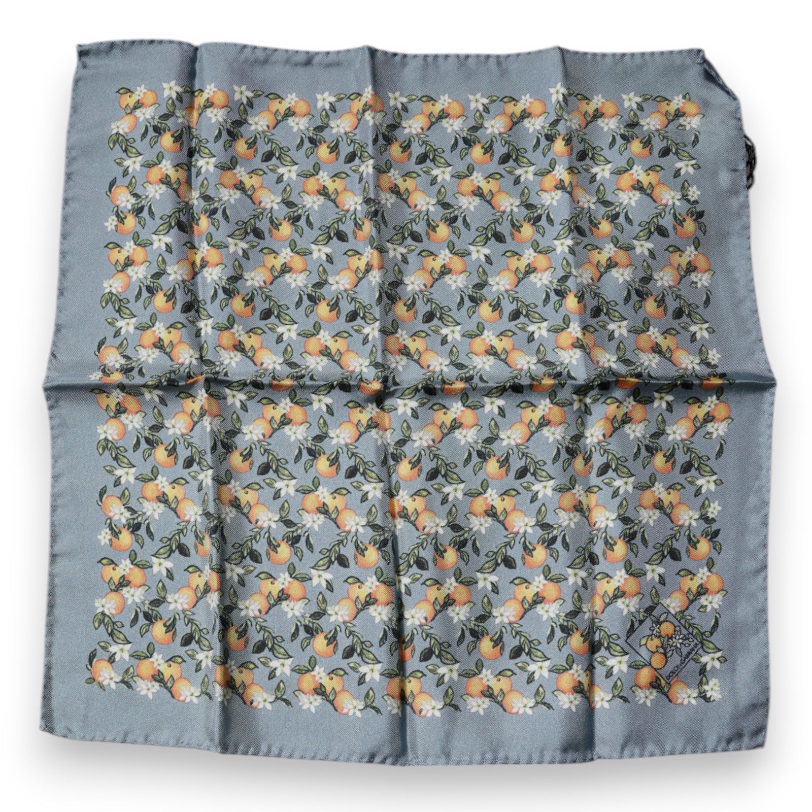 Dolce & Gabbana Gray Oranges Silk Square Handkerchief Men's Scarf