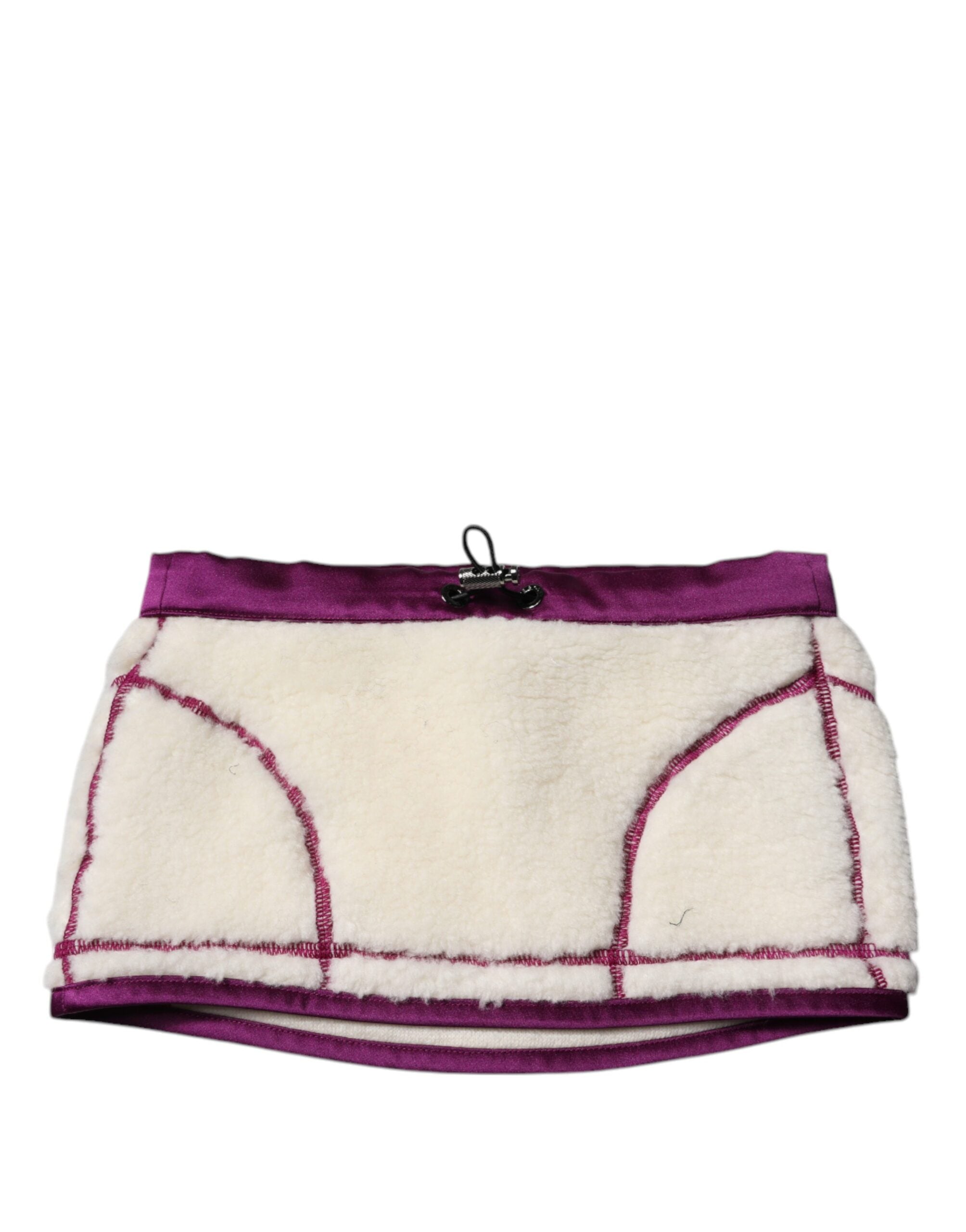 Dolce & Gabbana White Purple Cashmere Fleece Neck Warmer Women's Scarf