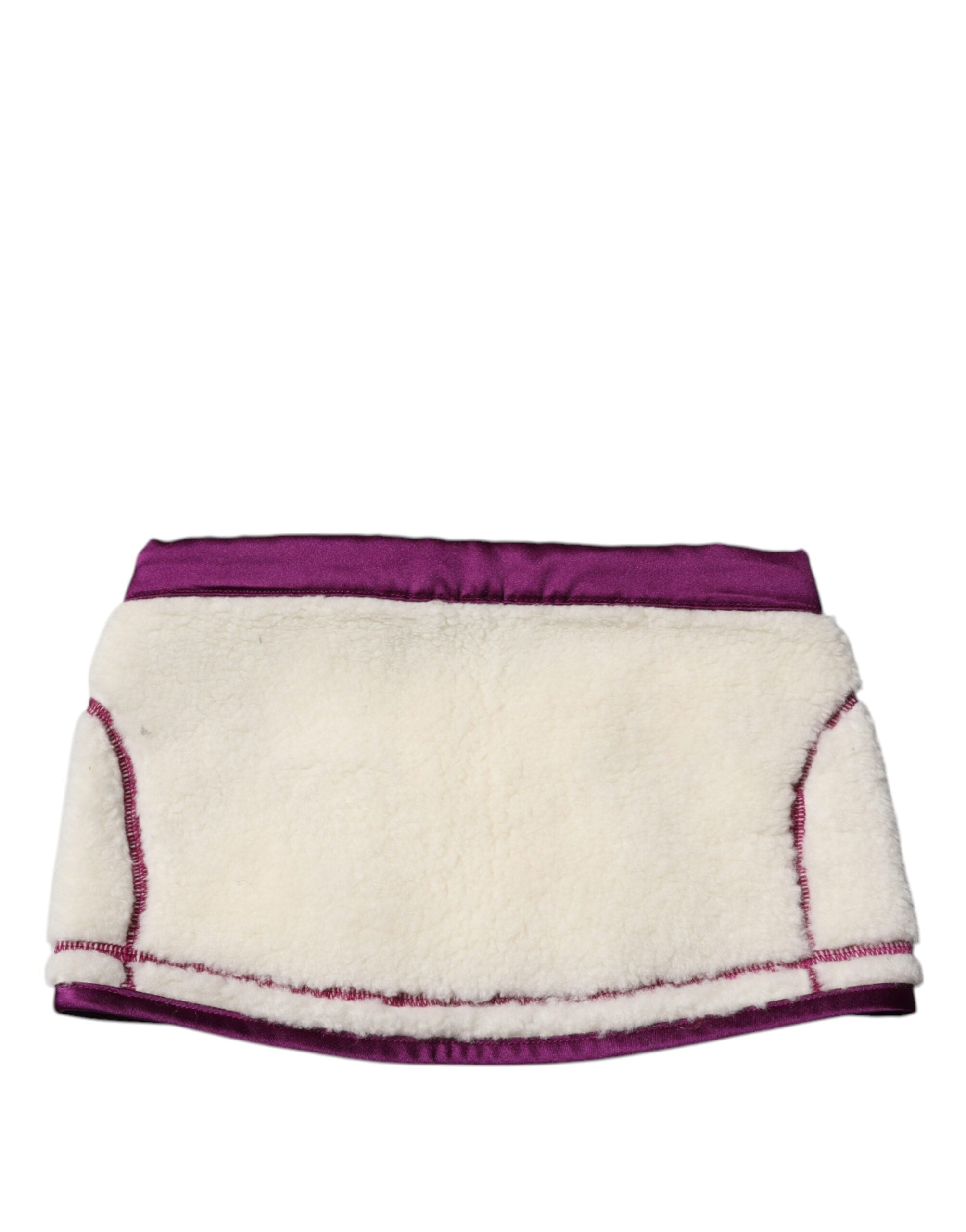 Dolce & Gabbana White Purple Cashmere Fleece Neck Warmer Women's Scarf