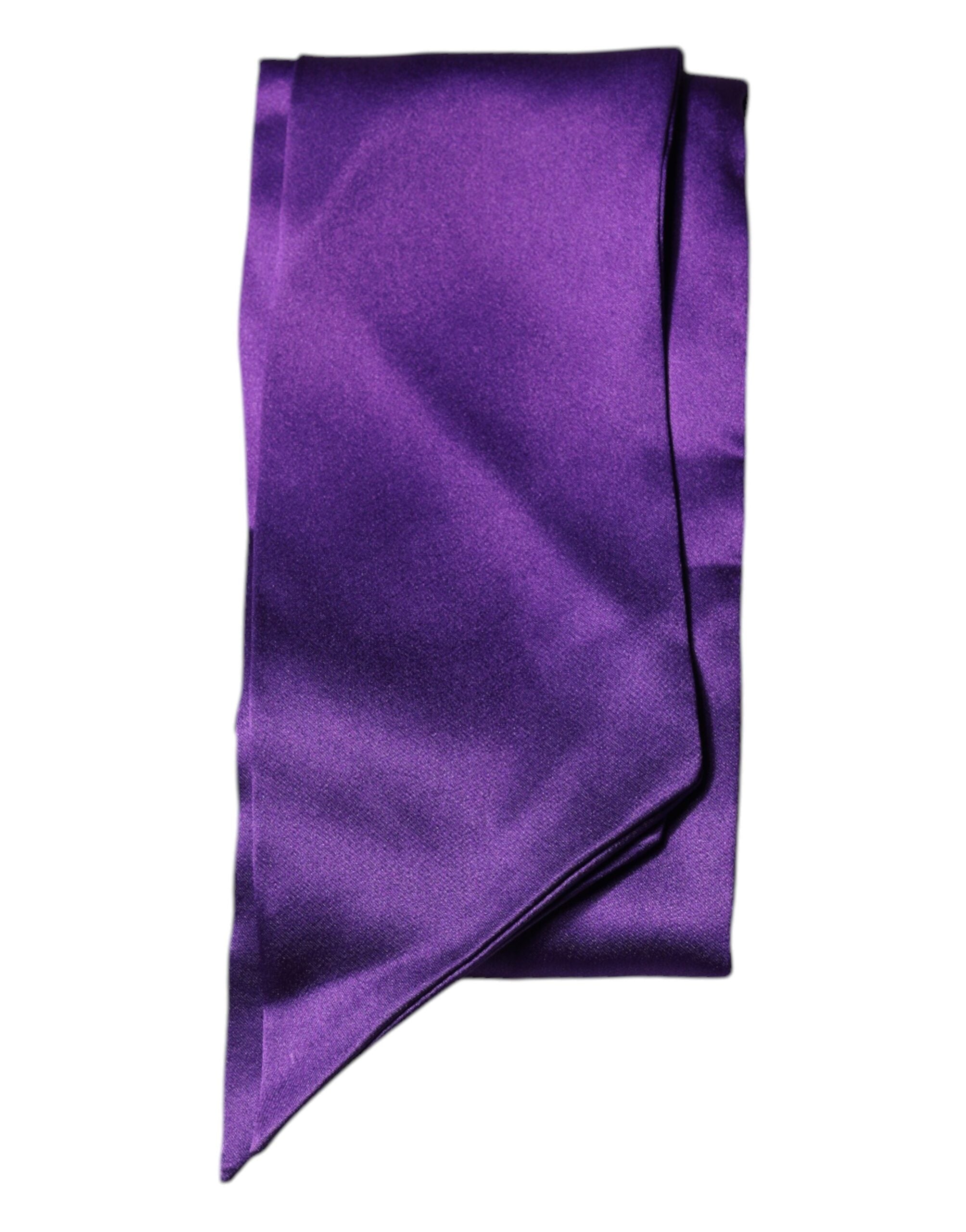 Dolce & Gabbana Purple Satin Silk Skinny Neck Foulard Women's Scarf