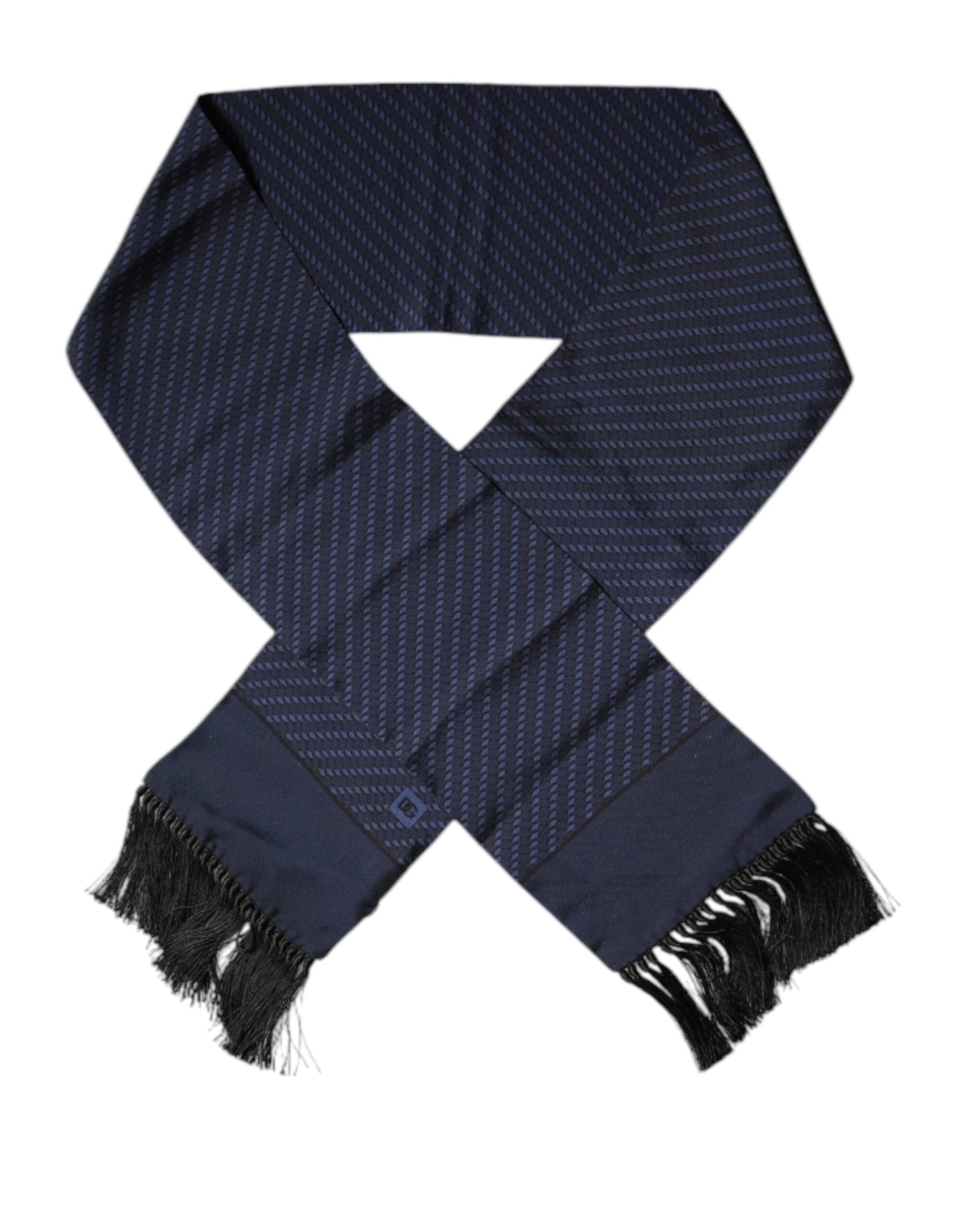 Dolce & Gabbana Dark Blue Fantasy Fringes Neck Wrap Men's Scarf
