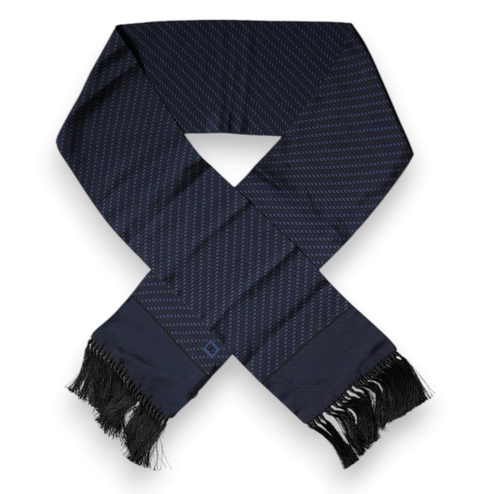 Dolce & Gabbana Dark Blue Fantasy Fringes Neck Wrap Men's Scarf