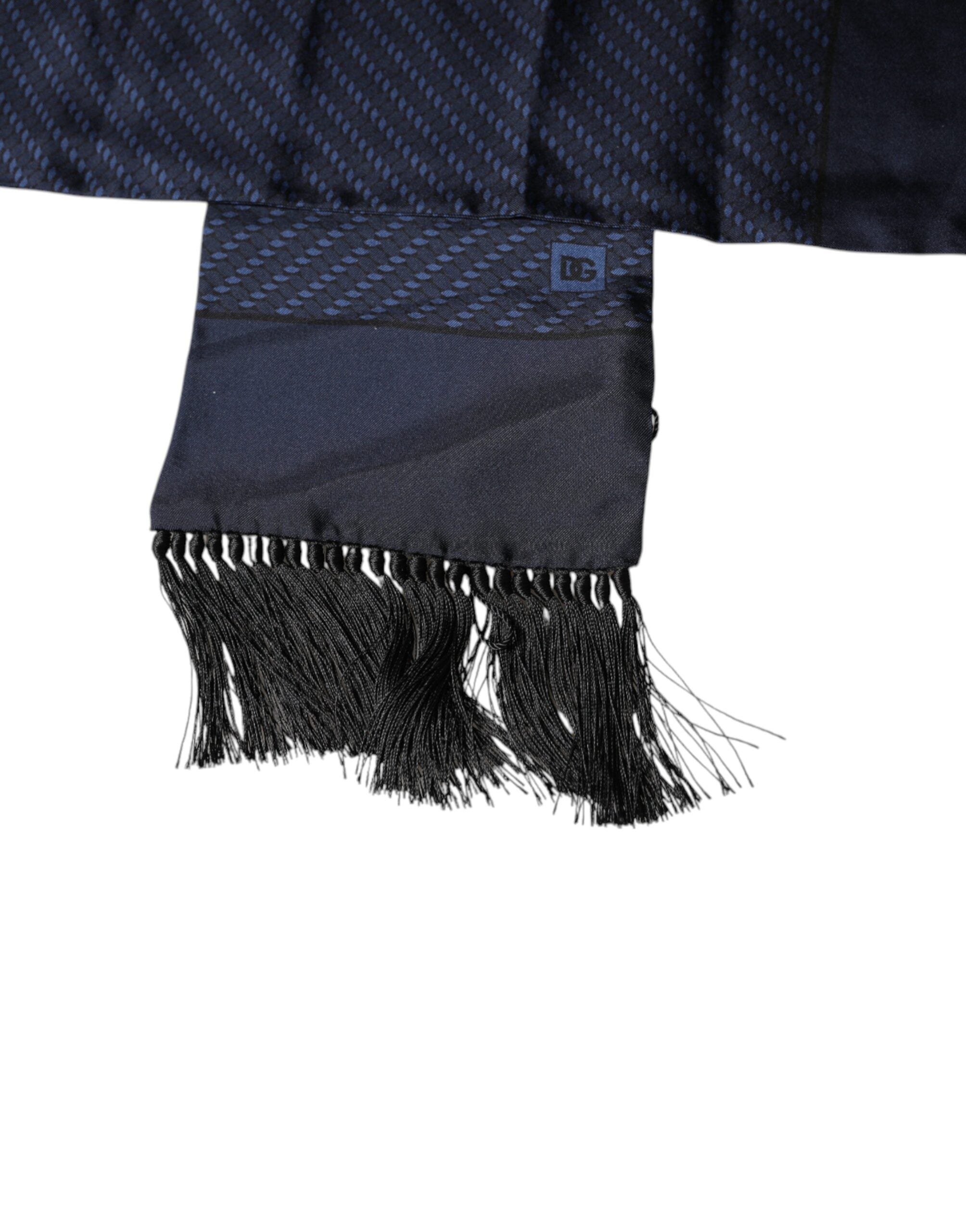 Dolce & Gabbana Dark Blue Fantasy Fringes Neck Wrap Men's Scarf
