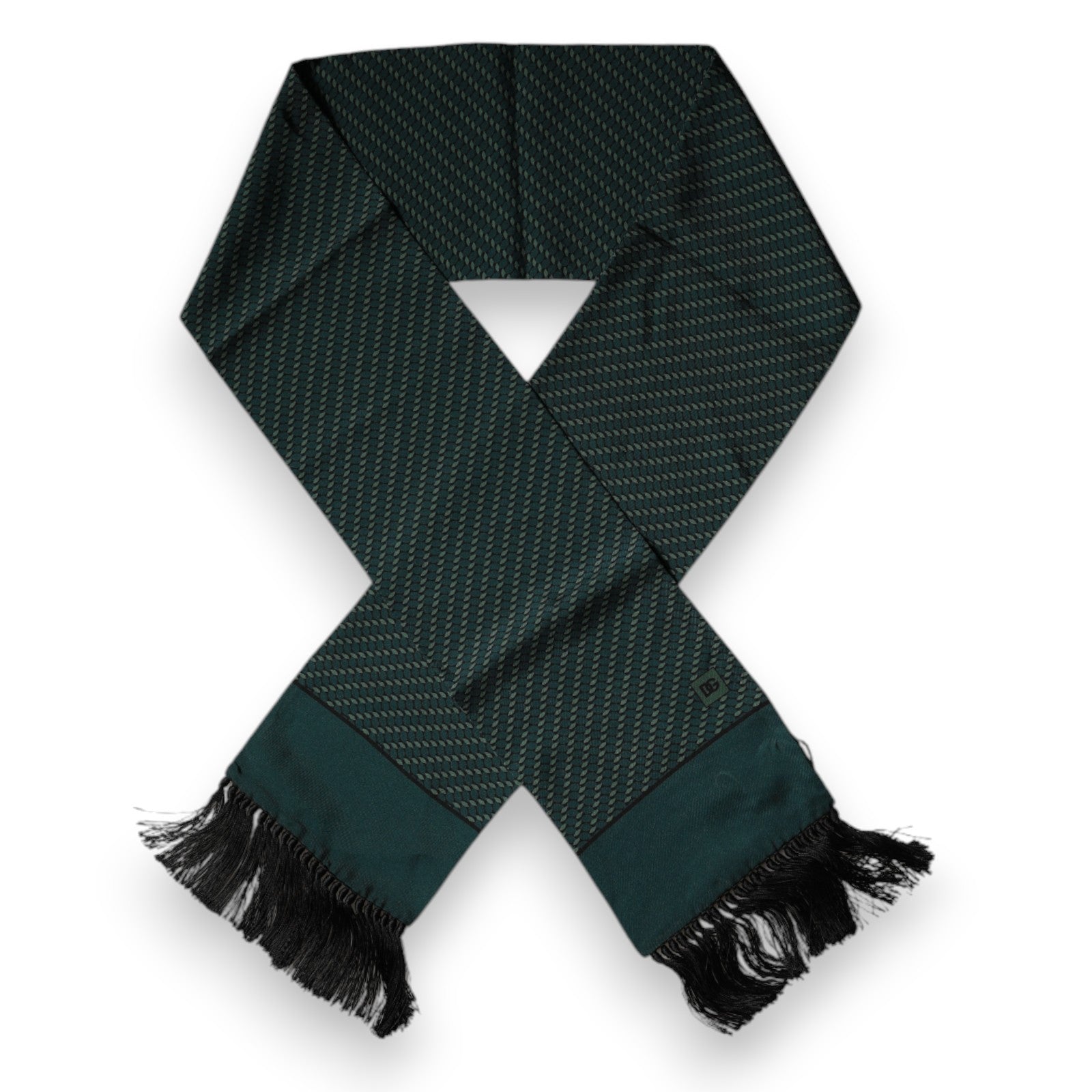 Dolce & Gabbana Dark Green Fantasy Fringes Neck Wrap Men's Scarf