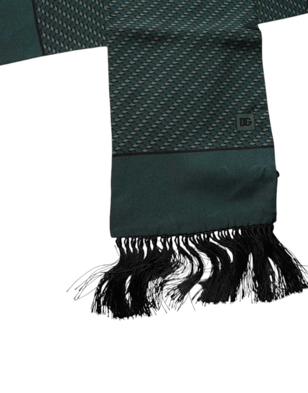 Dolce & Gabbana Dark Green Fantasy Fringes Neck Wrap Men's Scarf