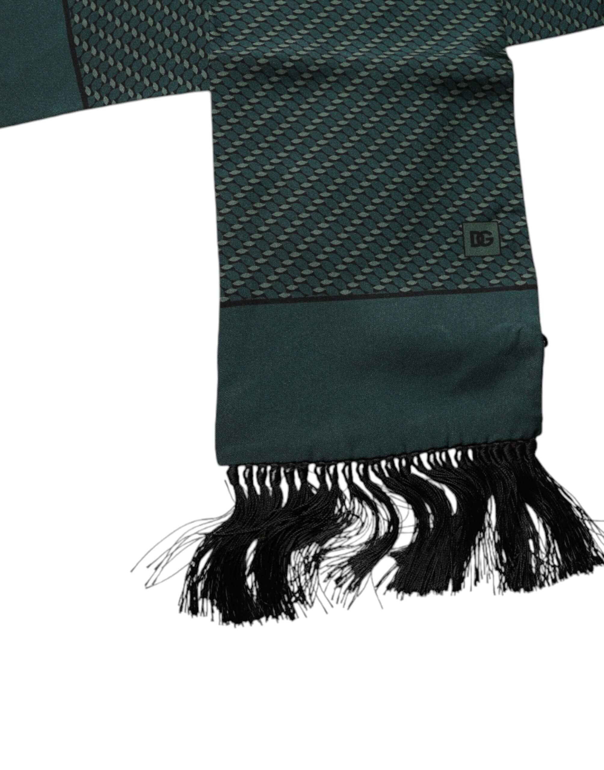 Dolce & Gabbana Dark Green Fantasy Fringes Neck Wrap Men's Scarf