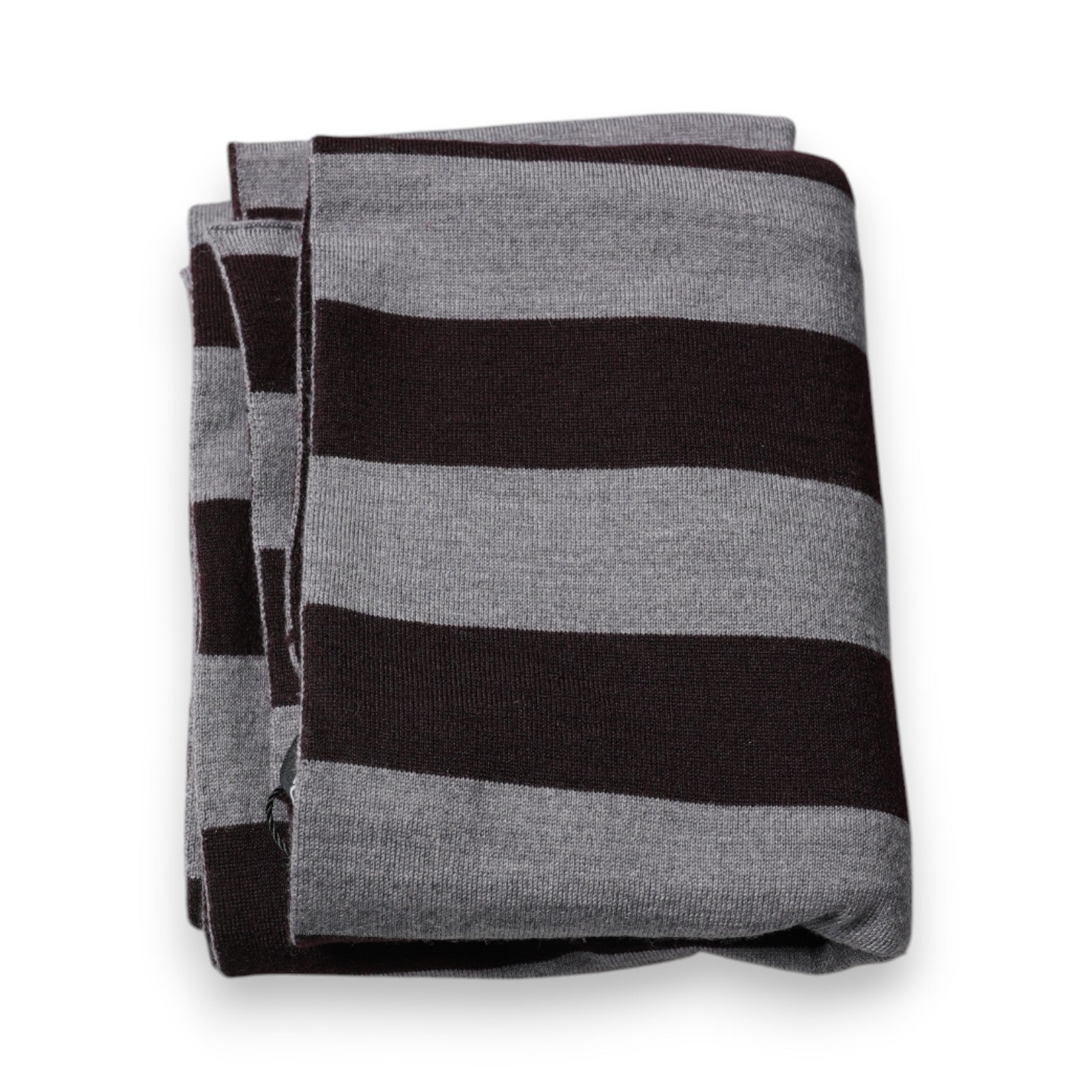 Dolce & Gabbana Black Gray Stripes Wool Neck Wrap Men's Scarf