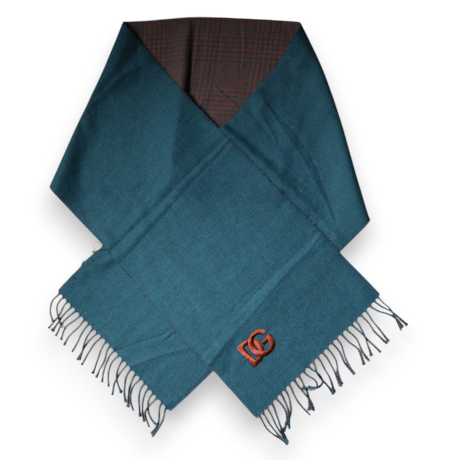 Dolce & Gabbana Blue Green Wool Fringes Wrap Shawl Men's Scarf
