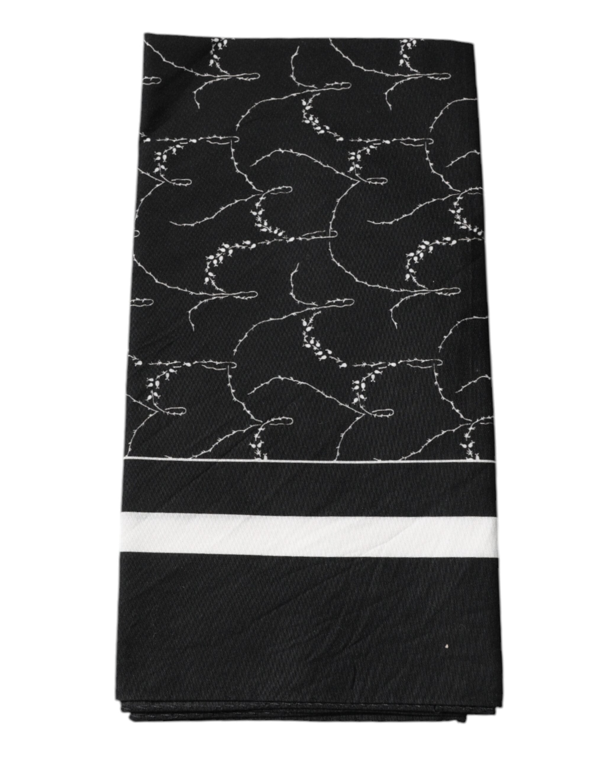 Dolce & Gabbana Black Patterned Cotton Handkerchief Men's Scarf