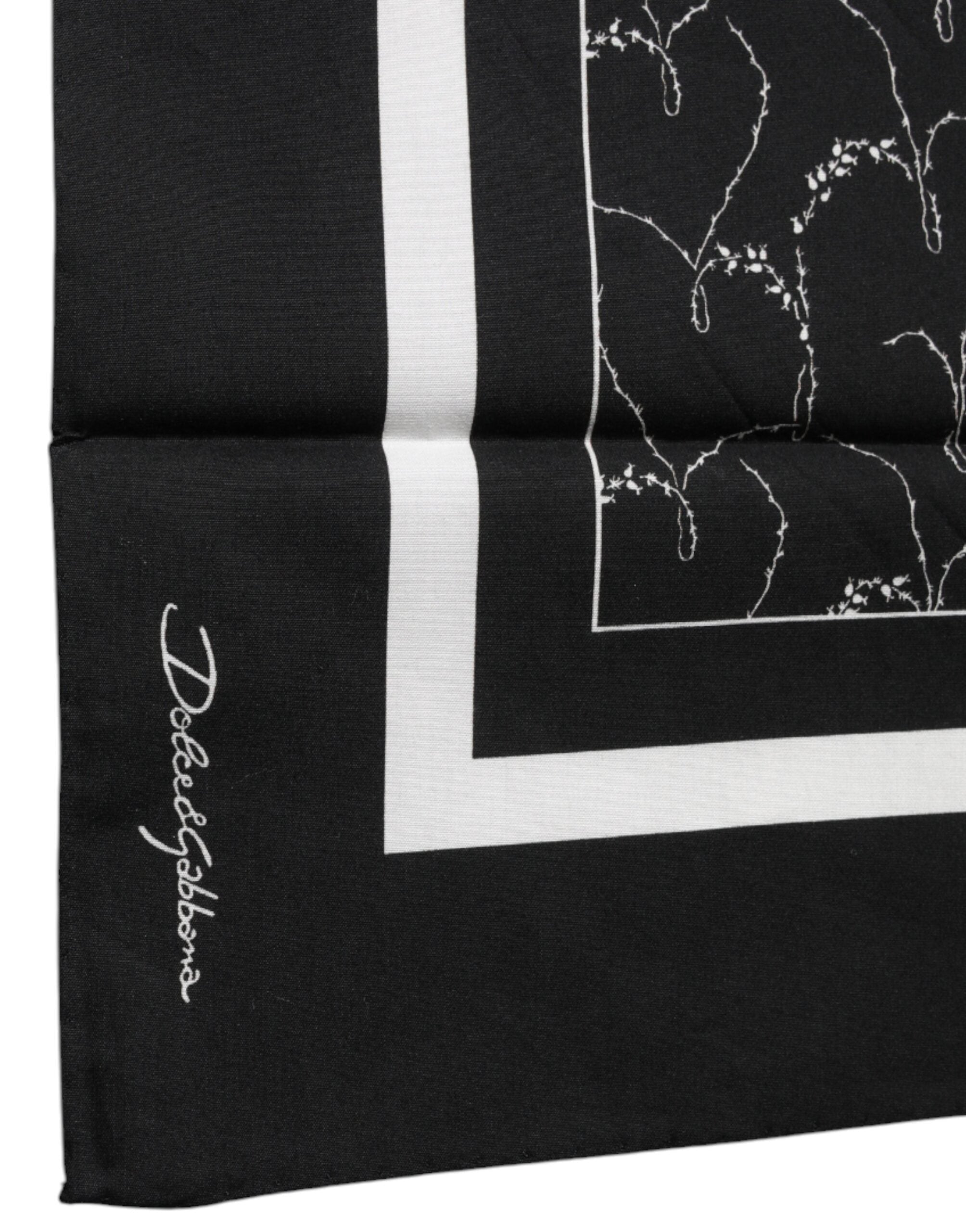 Dolce & Gabbana Black Patterned Cotton Handkerchief Men's Scarf