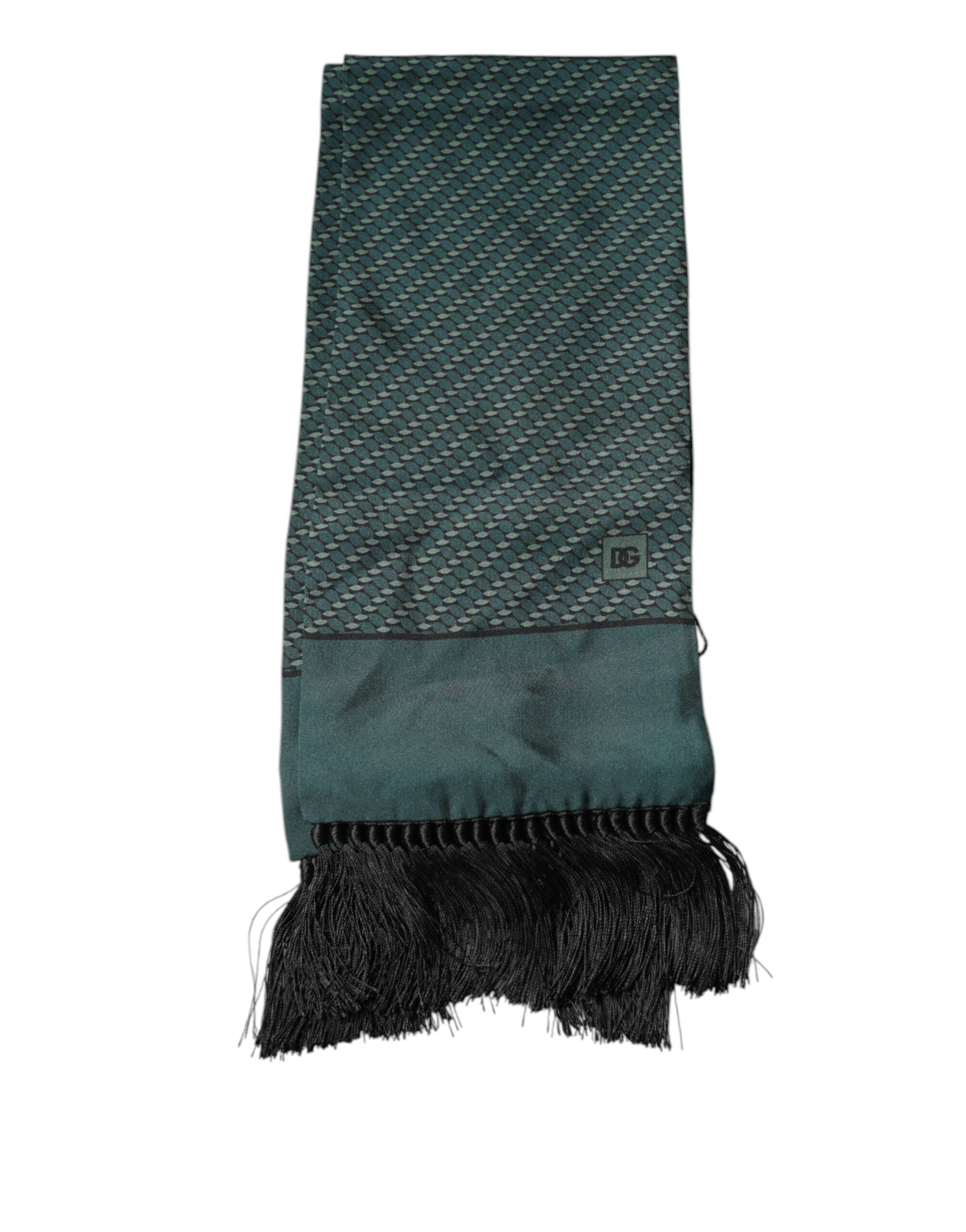 Dolce & Gabbana Dark Green Fantasy Fringes Neck Wrap Men's Scarf