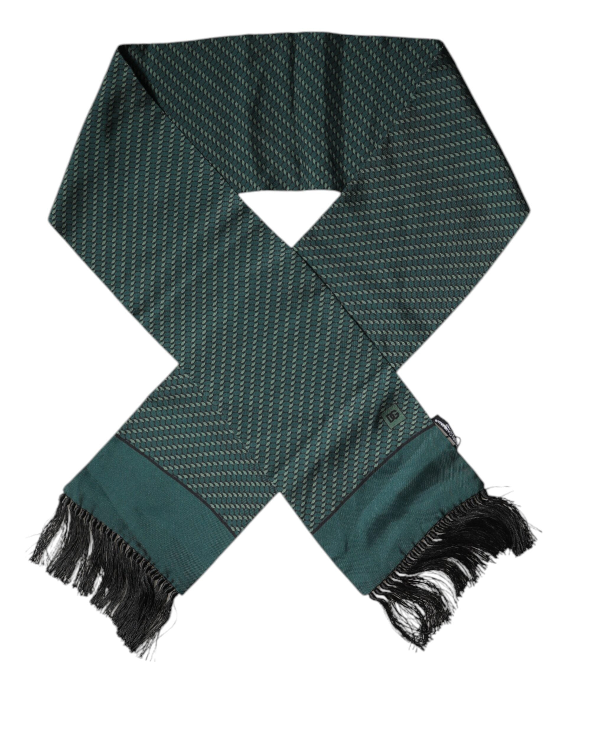 Dolce & Gabbana Dark Green Fantasy Fringes Neck Wrap Men's Scarf