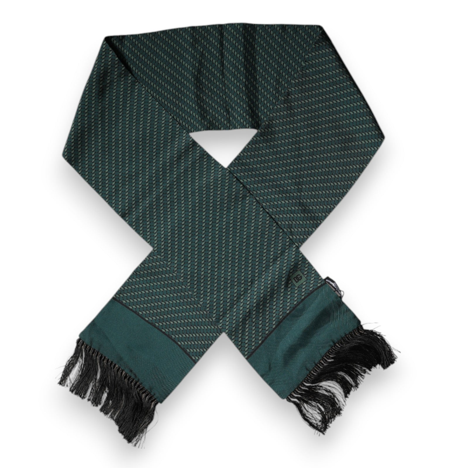 Dolce & Gabbana Dark Green Fantasy Fringes Neck Wrap Men's Scarf
