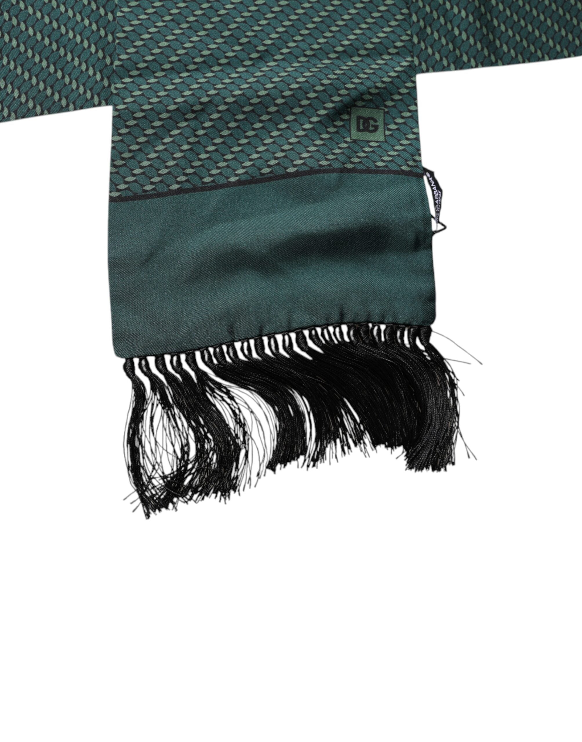 Dolce & Gabbana Dark Green Fantasy Fringes Neck Wrap Men's Scarf