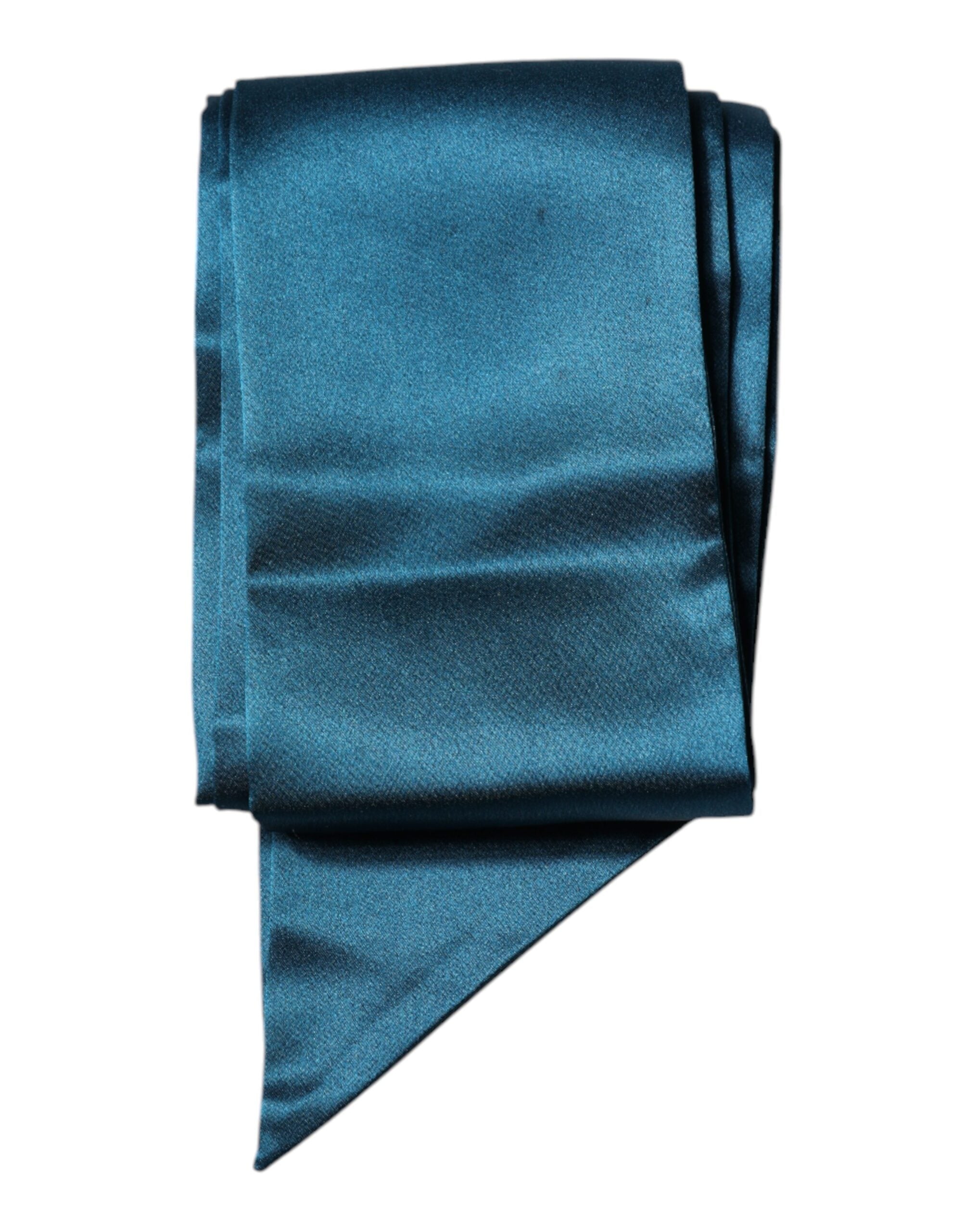 Dolce & Gabbana Dark Green Satin Silk Skinny Foulard Women's Scarf