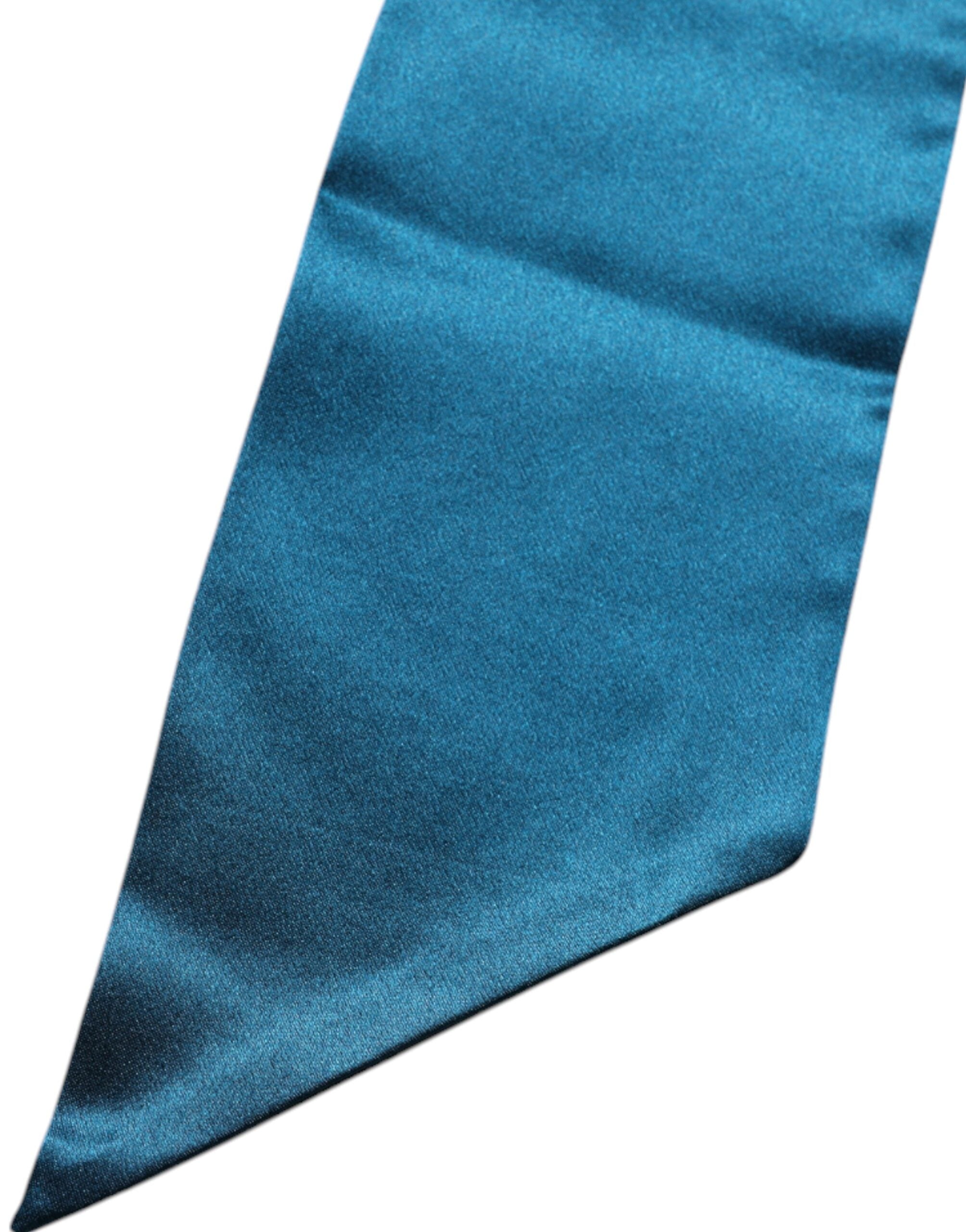 Dolce & Gabbana Dark Green Satin Silk Skinny Foulard Women's Scarf