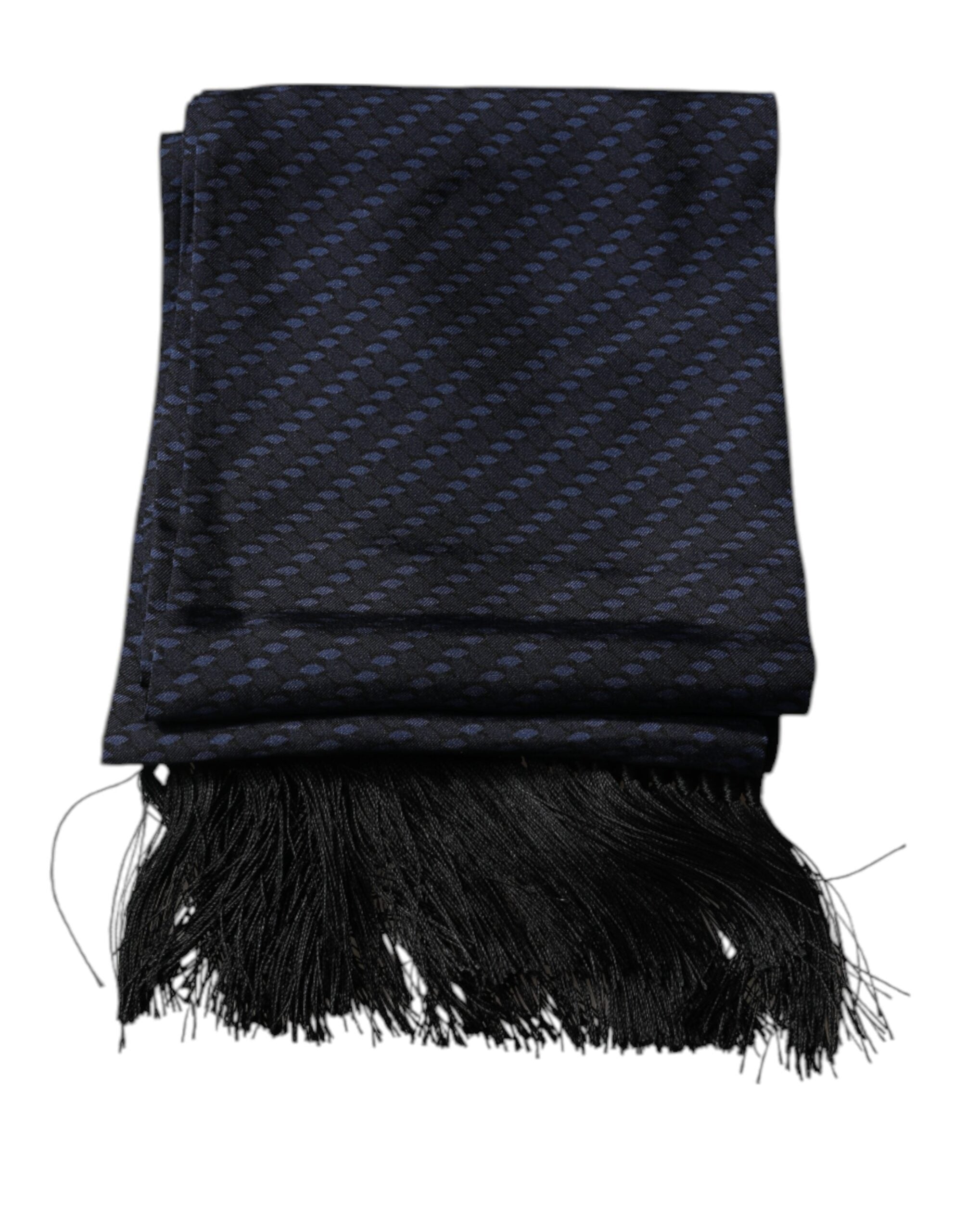 Dolce & Gabbana Dark Blue Fantasy Fringes Neck Wrap Men's Scarf
